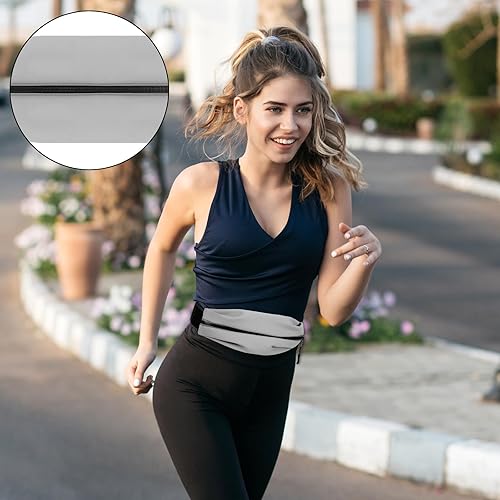 Miniatura 5 de Cinturón para correr, cintura delgada, reflectante, con cremallera, bolsa de viaje, bolsa de ejercicio, accesorios de equipo de entrenamiento para