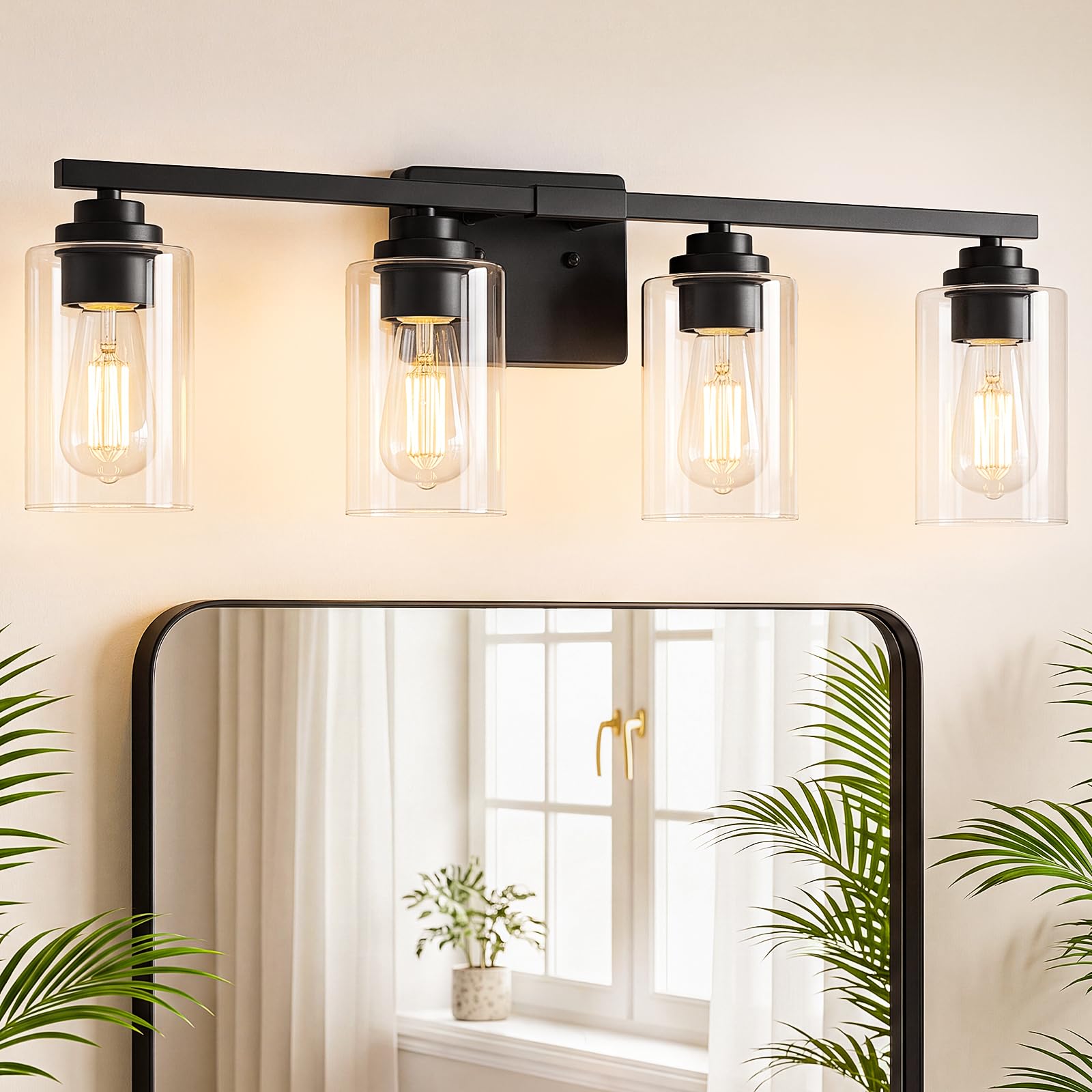 VerRon Black 4 Lights Bathroom Light Fixtures Over Mirror