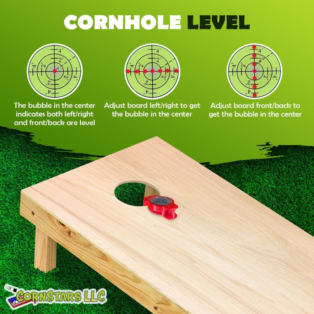 Cornhole Board Level Accessory | Achieve Perfect Cornhole Board Alignment For Consistent Play |All Weather | Instant Measurements | Easy To Use Indoor or Outdoor | 1 or 2 Pack |Patented| Cornstars LLC