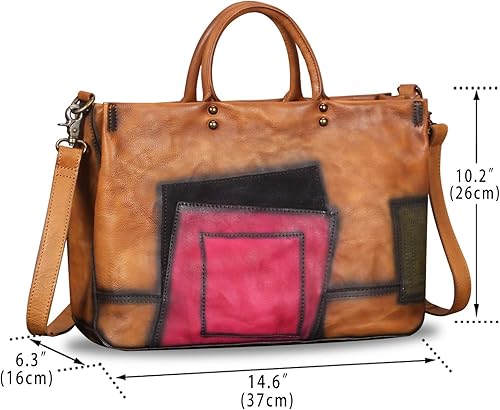 Miniatura 4 de Monederos y bolsos de cuero genuino para mujer, estilo vintage, hecho a mano, grande, con asa superior, bolso de hombro