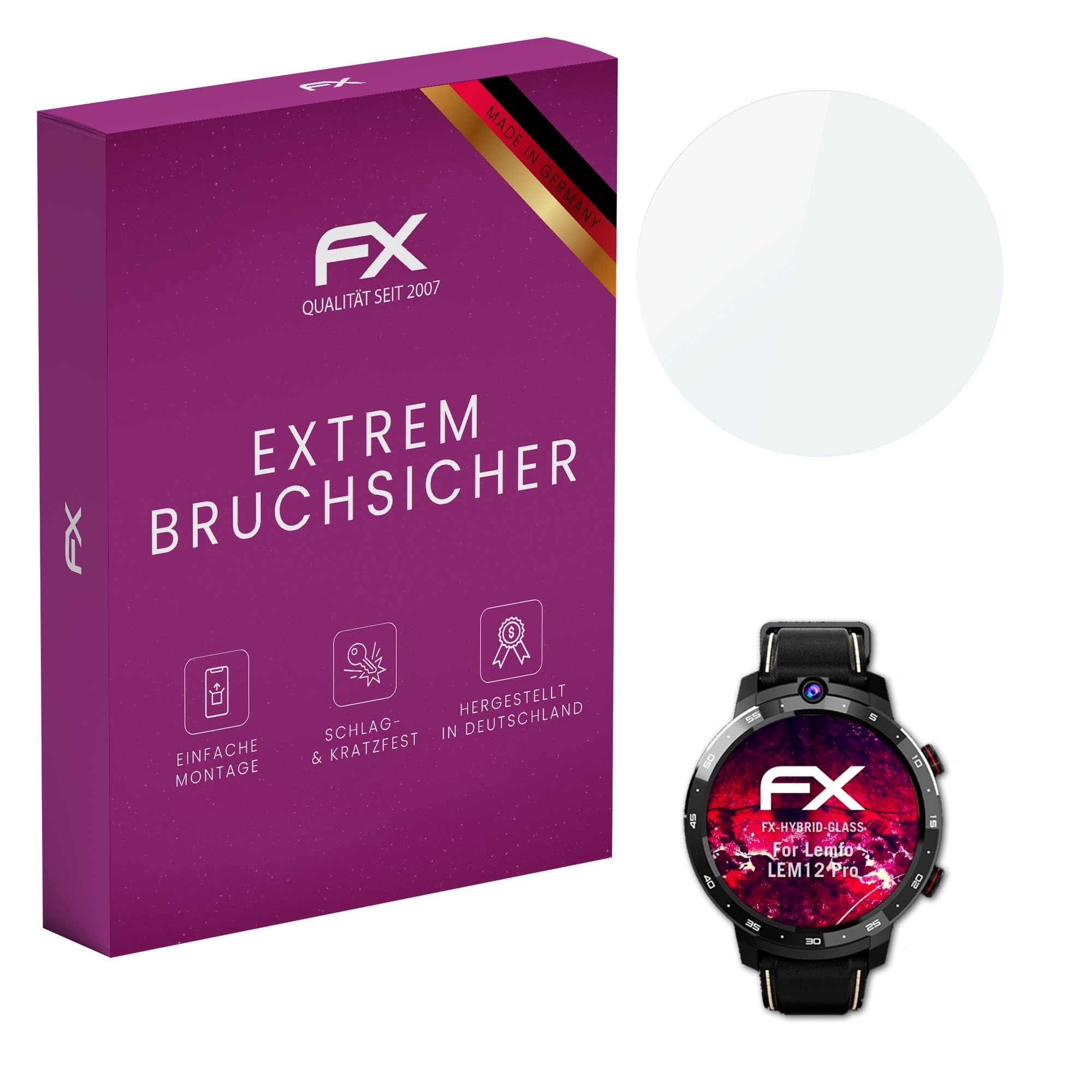 atFoliX Plastic Glass Protective Film compatible with Lemfo LEM12 Pro Glass Protector, 9H Hybrid-Glass FX Screen Protector