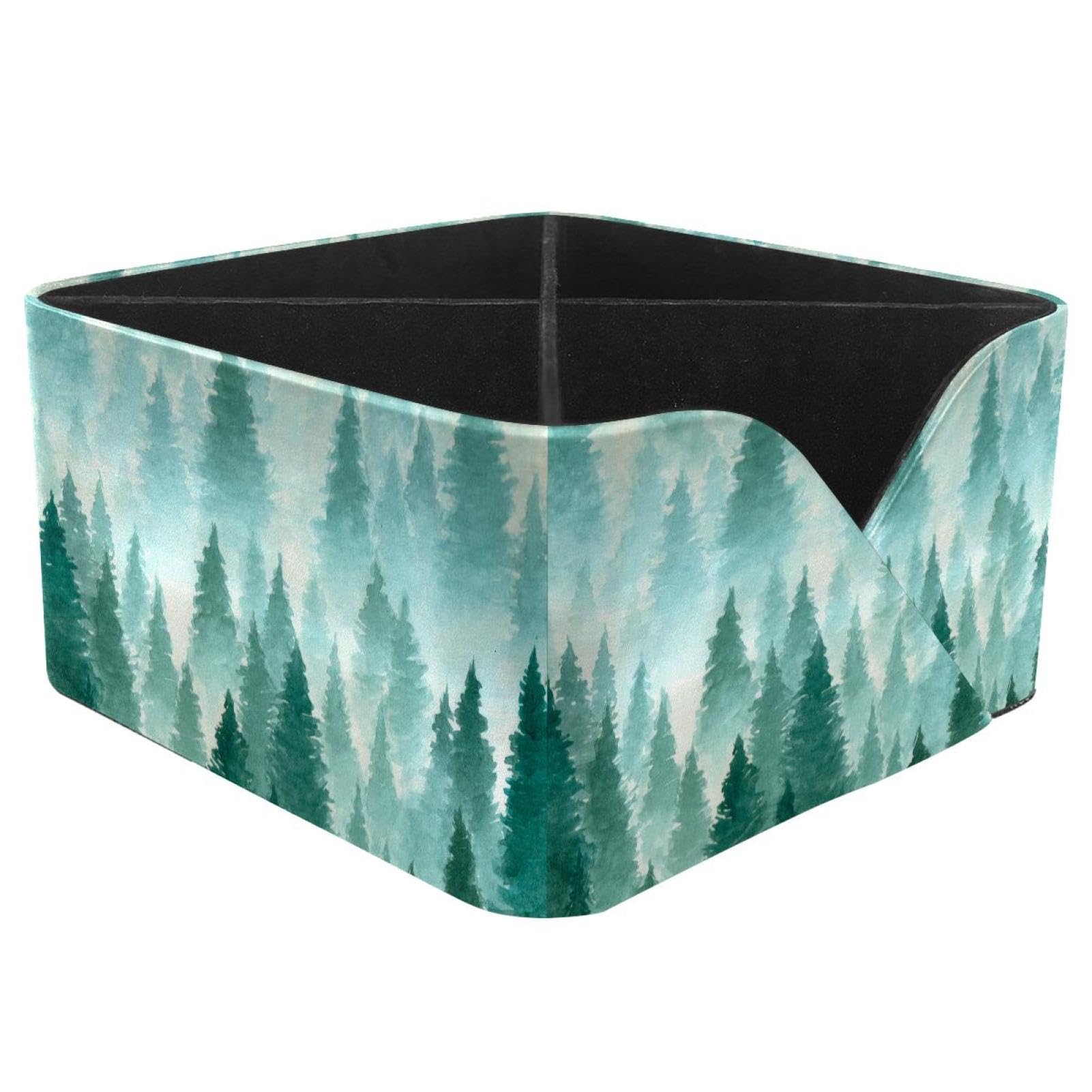 KengjuTesu Foggy Forest Wnter Hill Wild Nature Landscape Desktop Organizer Pen Holder, Rectangular Pencil Cup for Office, Study and Makeup Stations