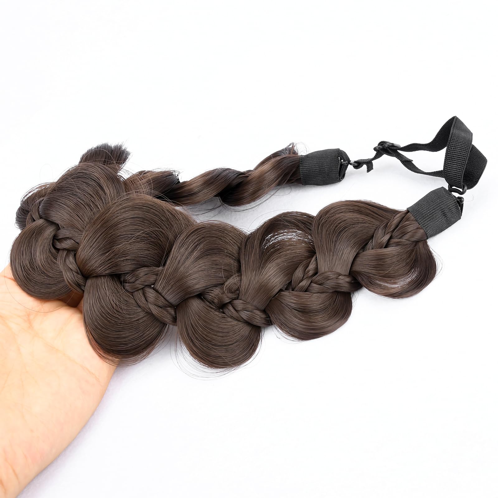 Gledola Bridal Hair Accessories Wide Kinky Fishtail Plaited Braids Headband Braided Synthetic Hair Elastic Stretch - Image 3