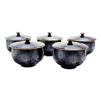 Amazon｜香蘭社 蓋付湯呑 ルリ胡蝶蘭 瑠璃 100ml R1202-CF 5個