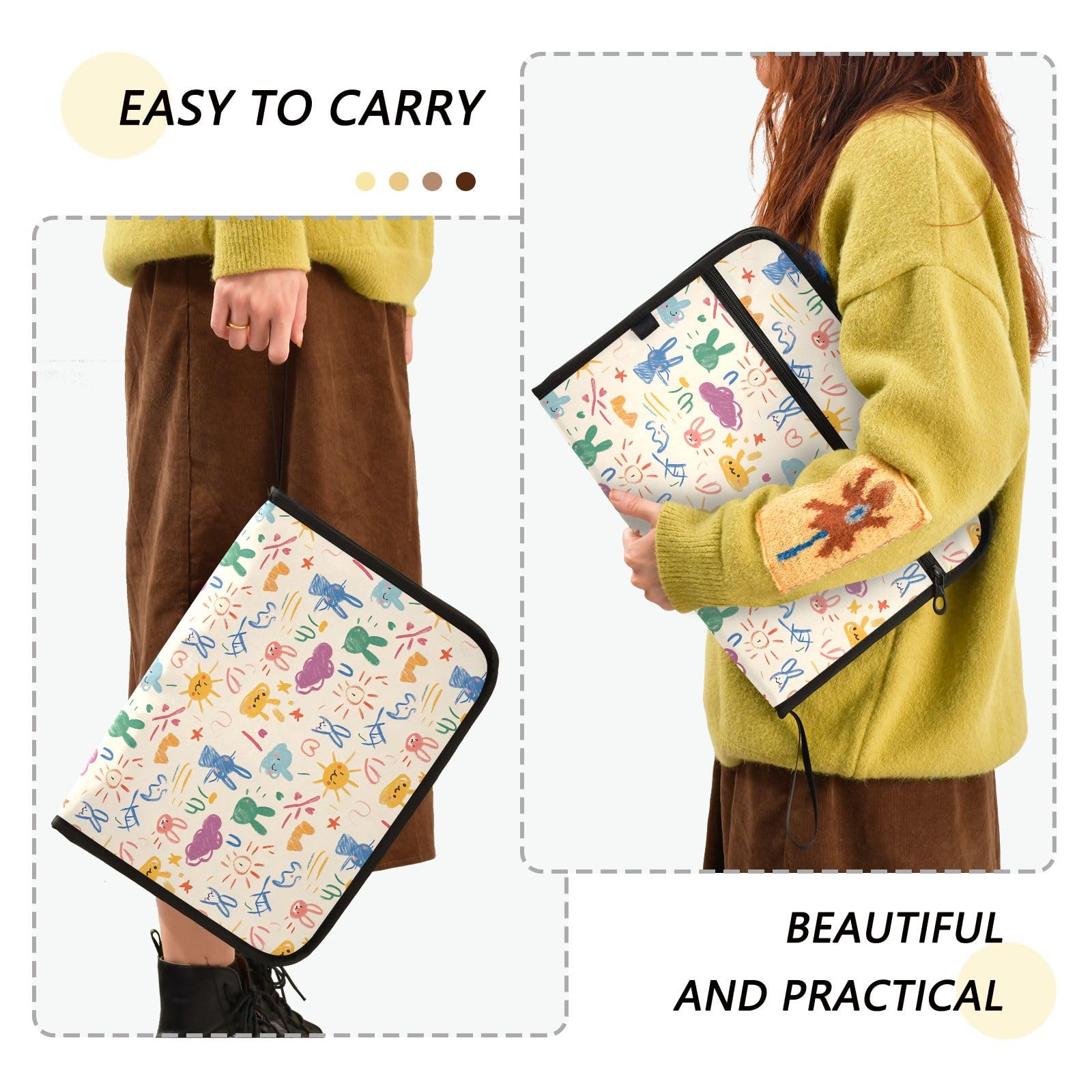 Organizador de archivos con 13 bolsillos con diseño de graffiti infantil, carpeta expandible con bolsa frontal, portátil, organizador de documentos de negocios con cremallera