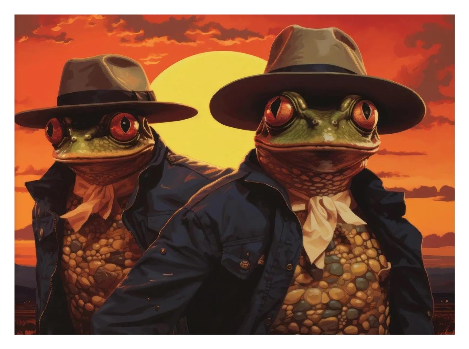 Xenite C Wall Art Anvas Prints Whimsical Funny Owboy Frog Oil Posters Trendy Wild Ats West Prints Anvas Painting Wall Art Pictures Home Room Decor(,30X40cm)