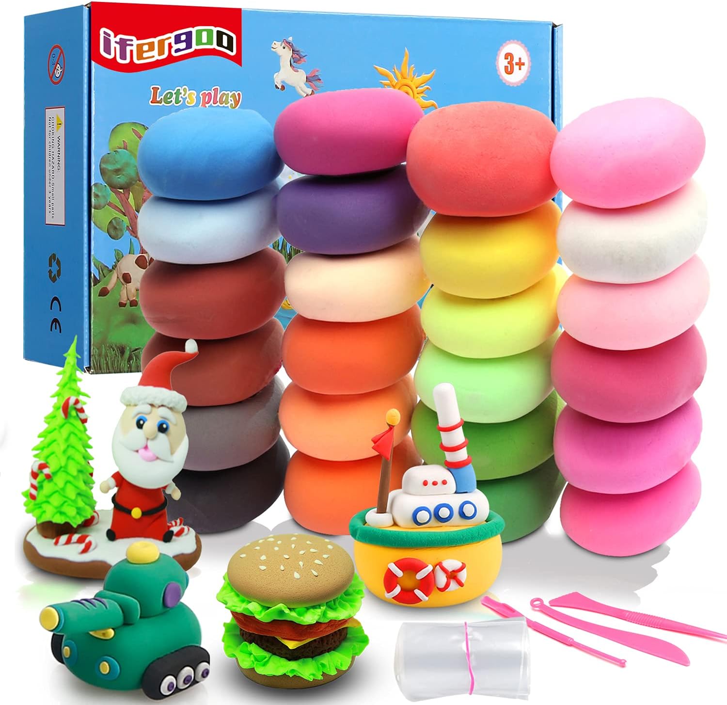 Buy Ifergoo Air Dry Clay 24 Colors Ultra Light Diy Magic Molding Clay Set With Sculpting Tools And Project Booklet Soft And Non Sticky Art Crafts Gift For Kids Online In Vietnam