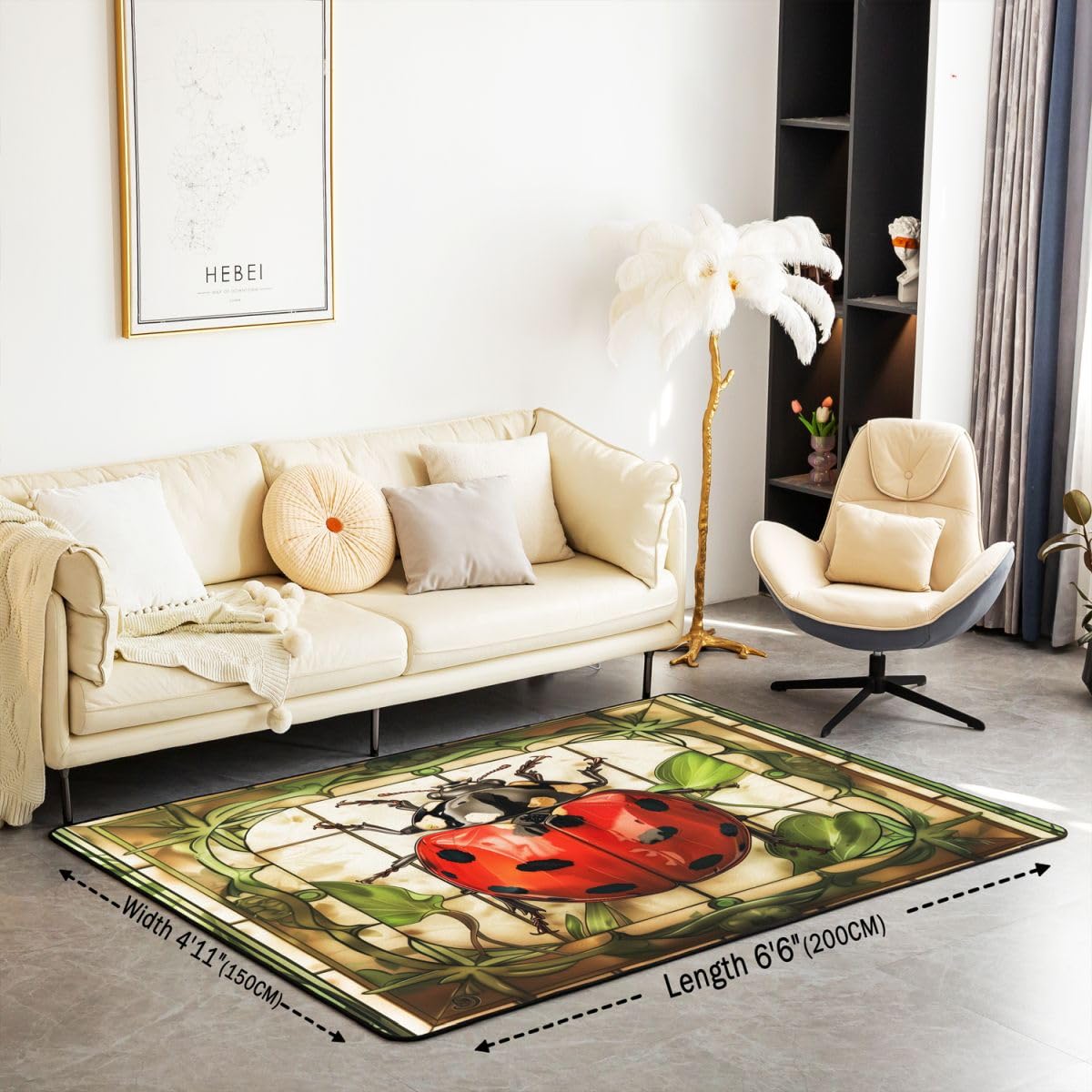Homewish Dywaniki witrażowe biedronka do sypialni 100 x 150 cm