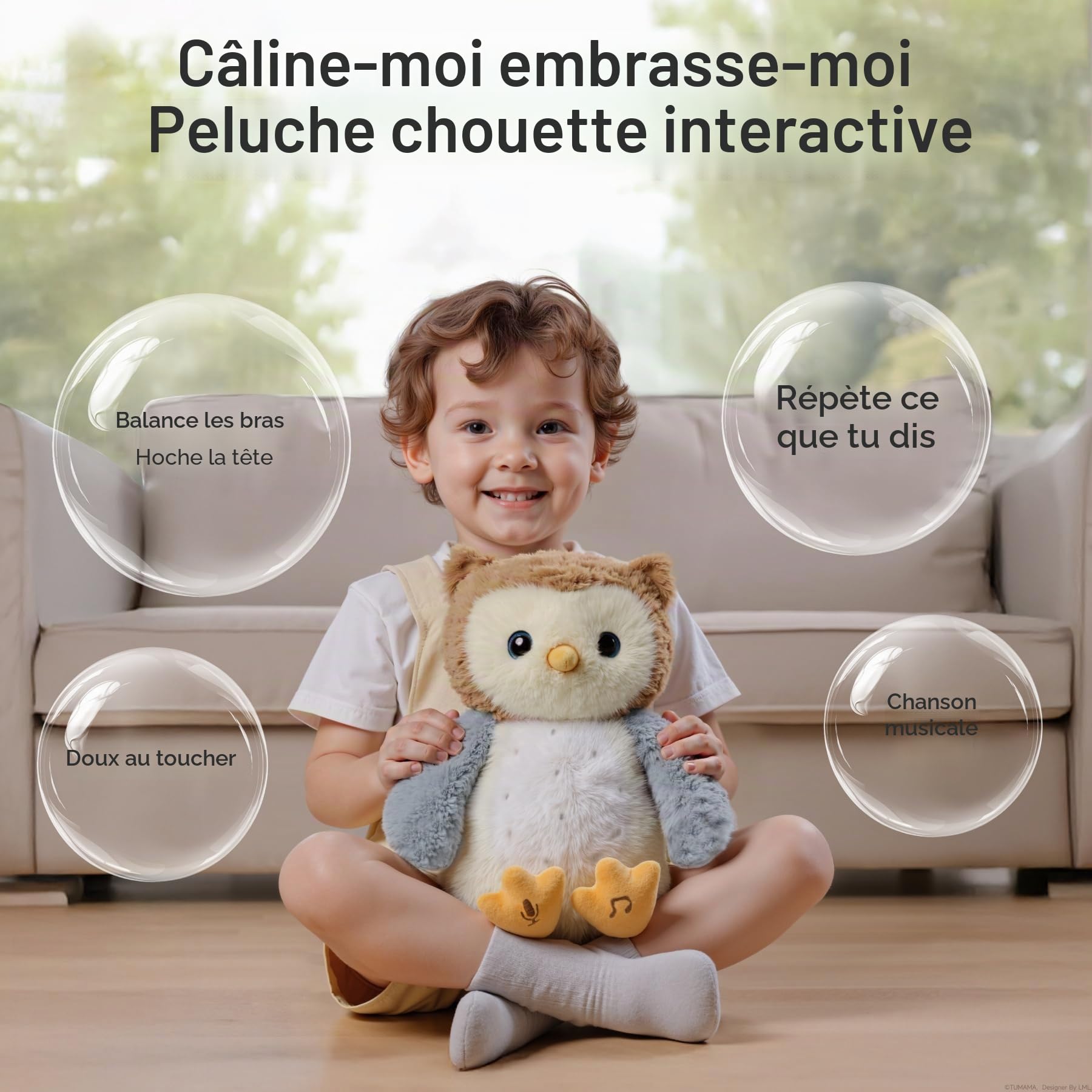 Peluche Animal Qui Danse et Repete pour Bebe, Interactif Musical Hibou Jouet avec Enregistrement, Dansante Parlante Jouets Enfant, Peluches Animaux Interactifs