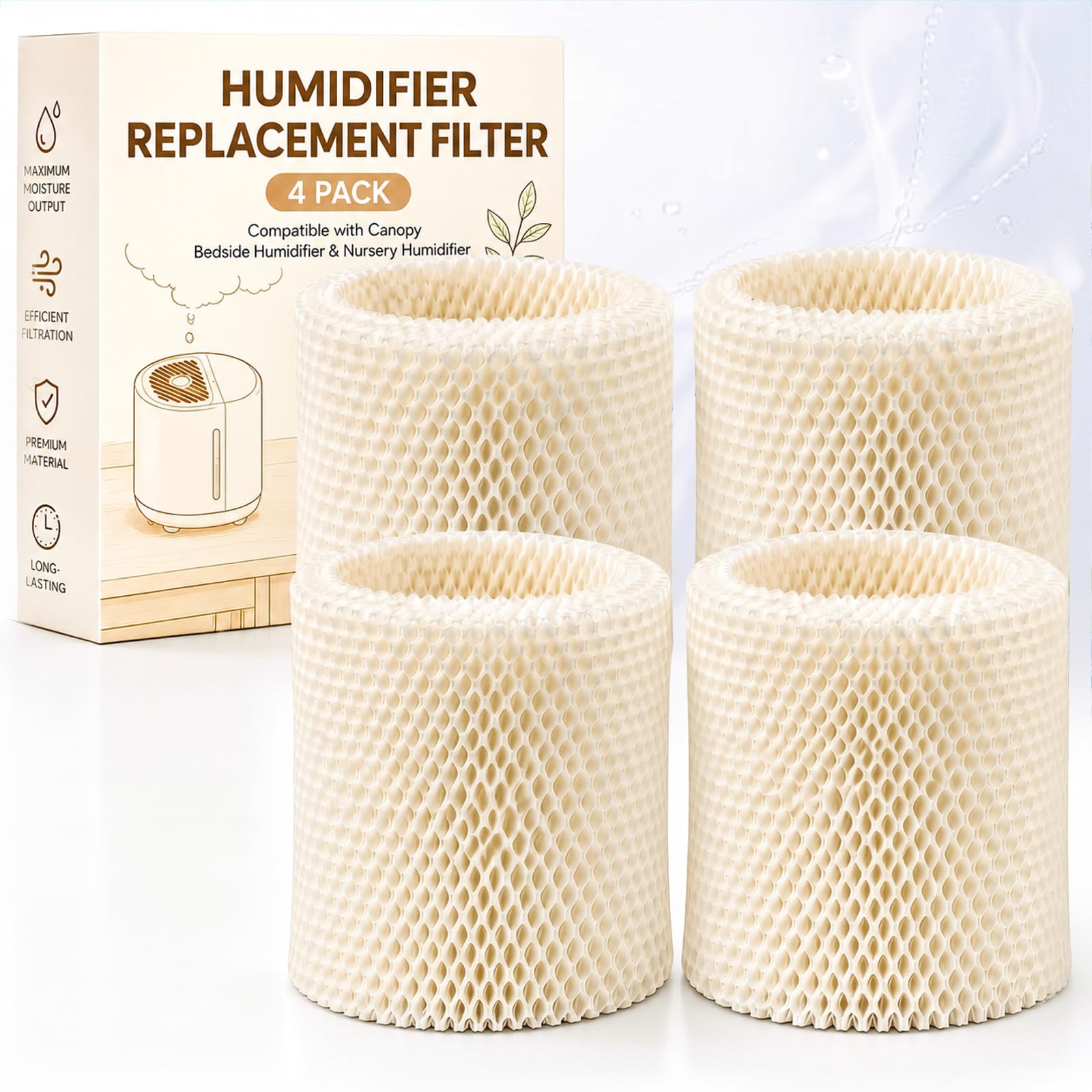 Woanger 4 Pack Beige Humidifier Replacement Filter Compatible with Canopy