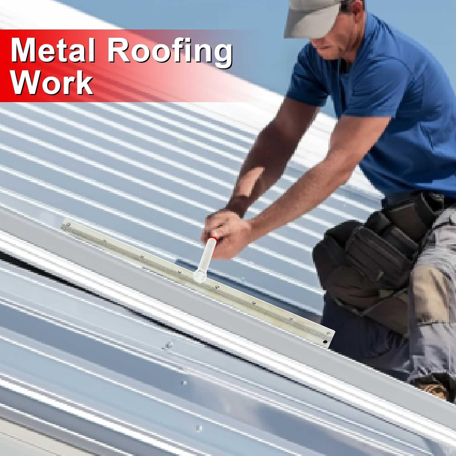 Sheet Metal Folding Hemming Tool Steel Metal Bender Hand Tool Bending Forming for HVAC Duct Roofing Panels, Folds up to 24 Ga Steel 1" Depths(Red,15.25 Inch,Long Handle)