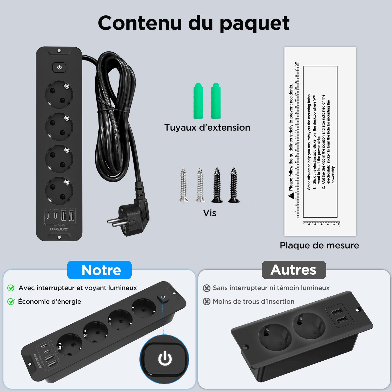 Vipwell Ondergronds stopcontact met USB, inbouwtafelstopcontact met 3 aansluitingen 4 USB (2 USB-C PD 20W), inbouw stopcontactenblok voor bureaublad, kast, huis en kantoor Vipwell Ondergronds stopcontact met USB, inbouwtafelstopcontact met 3 aansluitingen 4 USB (2 USB-C PD 20W), inbouw stopcontactenblok voor bureaublad, kast, huis en kantoor