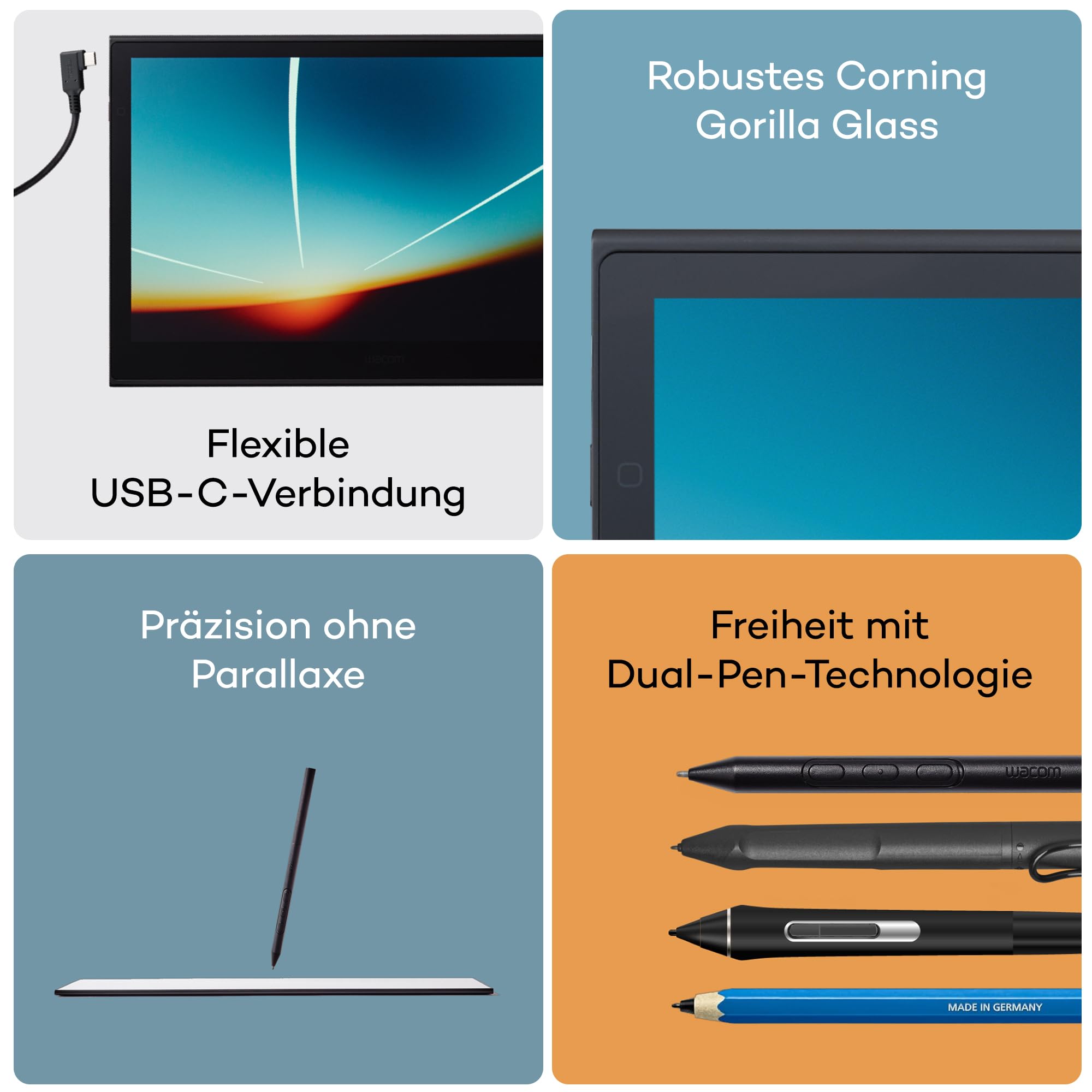 Wacom Movink 13 OLED Pen Display, ultraschlankes 4 mm Grafiktablett mit Display, Pro Pen 3 mit 8192 Druckstufen, 100 % DCI-P3 Farbraum, USB-C Ein-Kabel-Verbindung für Mac, Windows, Android & ChromeOS