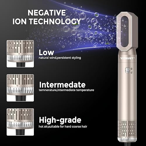 Miniatura 7 de Cepillo secador de pelo, 6 en 1, juego de cepillos secador de pelo desmontable 60000 rpm, herramienta de peinado de cabello 1000 W, cepillo de aire