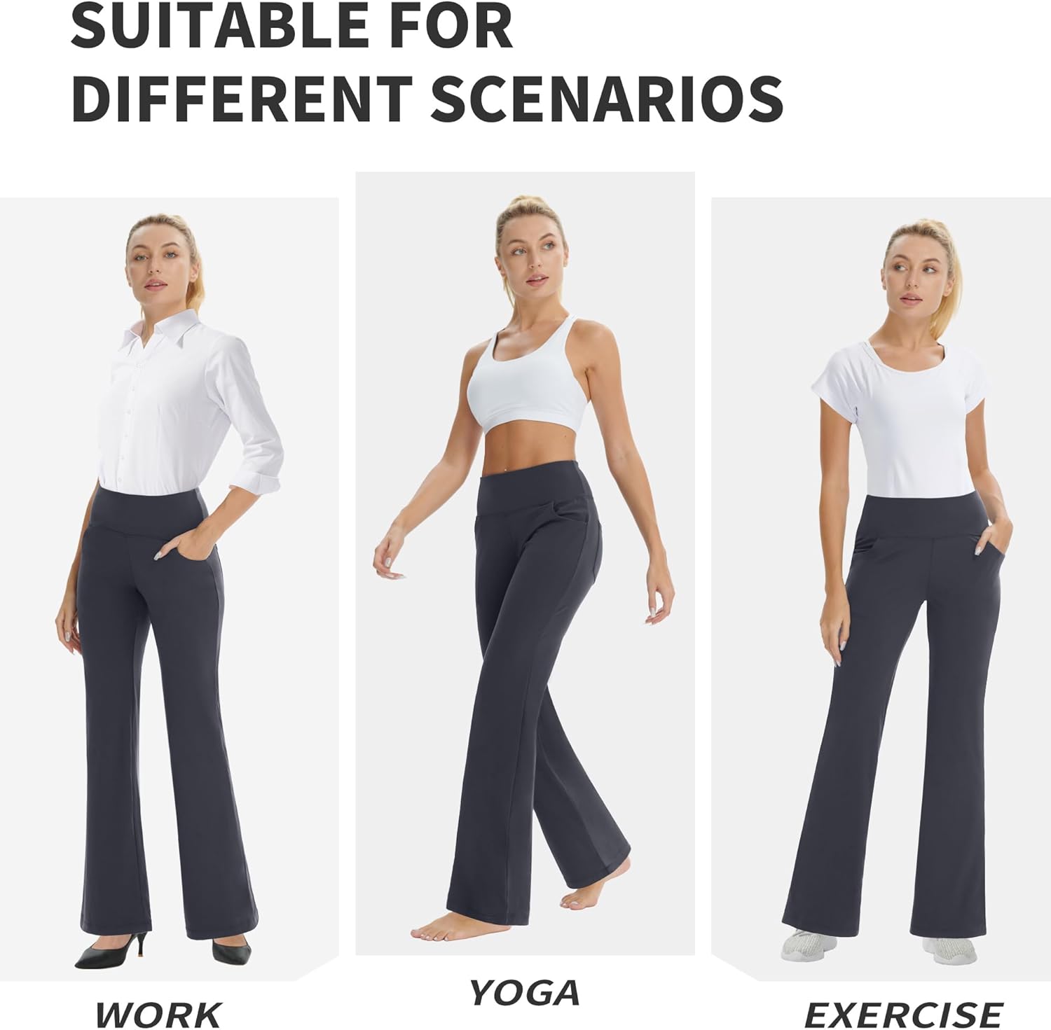Bootcut Yoga Pants for Women High Waist Dress Pants Flare Leggings 27" 29" 31" 33" 35" 37" Workout Pant for Casual Work - Image 4
