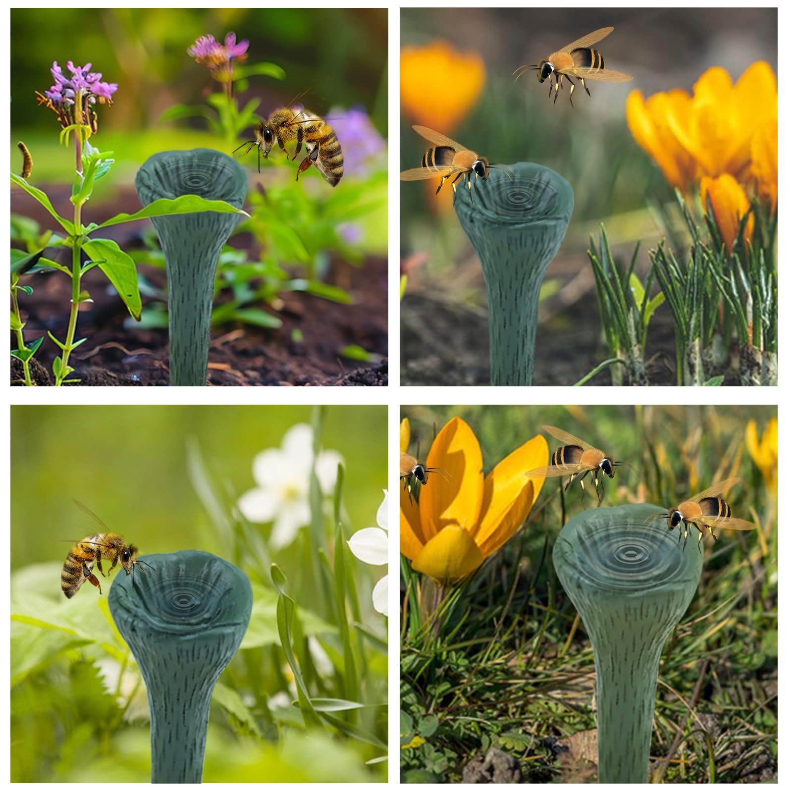 Bienen-Trinkbecher für den Garten,Bienen-Insekten-Trinkbecher,Bienen-Trinkbecher,Durstige Bestäuber brauchen einen Drink,Bunter Mini-Trinkbecher für Gartenveranden（grün）