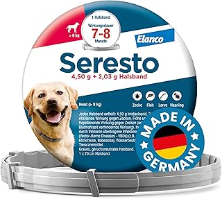 Elanco Seresto® Halsband für große Hunde ab 8 kg: 7 bis 8 Monate wirksamer Schutz gegen Zecken und Flöhe, Länge 70 cm, 4,50 g + 2,03 g