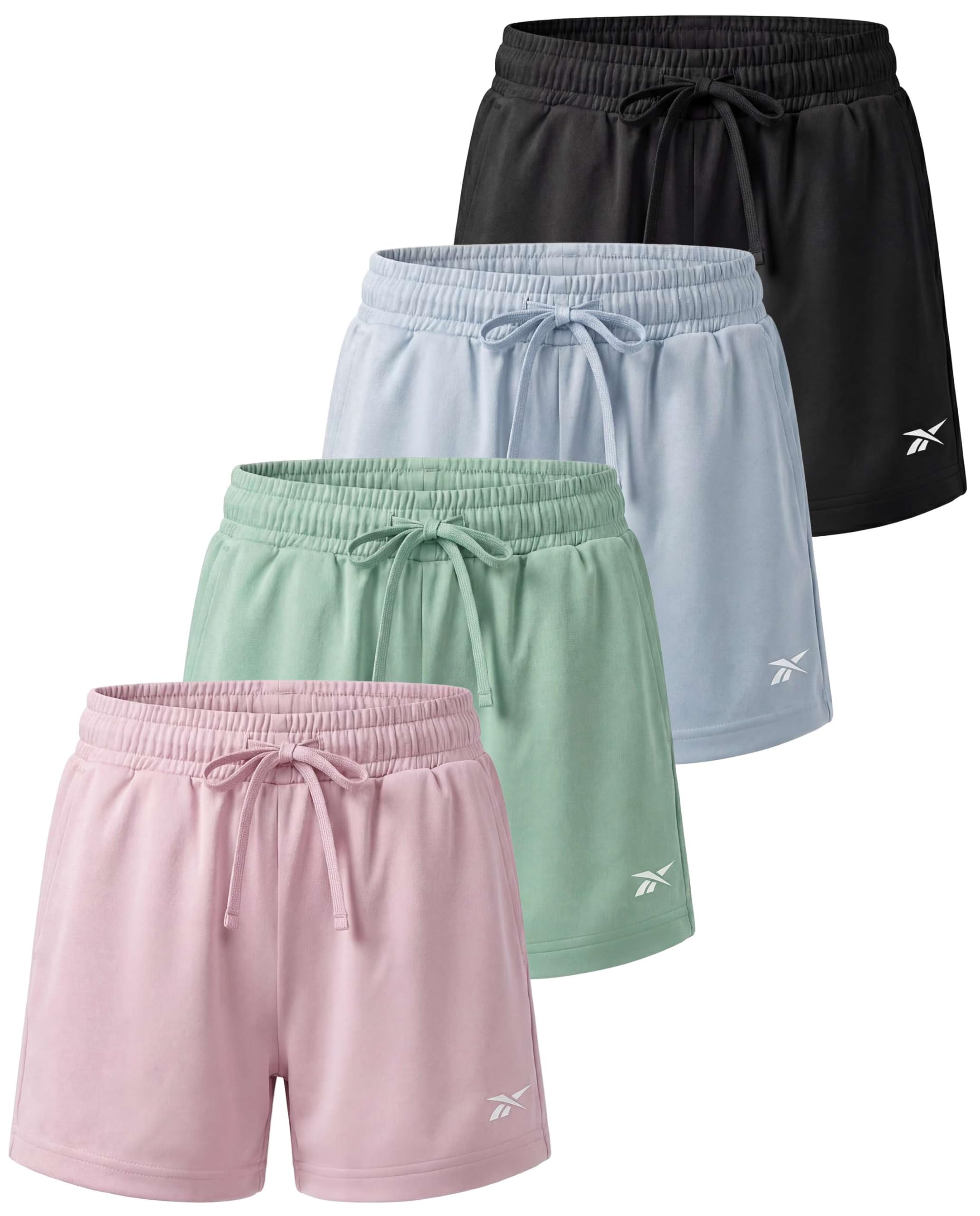 Reebok 4 Pack: Girls’ Dry Fit Athletic Shorts – Volleyball Basketball Soccer Running Sports Shorts Kids Teens Youth (6–16) - 1