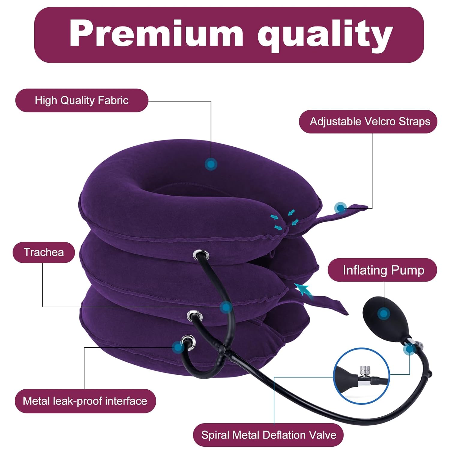 Cervical Neck Traction Device - Inflatable & Adjustable Neck Stretcher Neck Support Brace, Neck Traction Pillow for Home Use - Image 3
