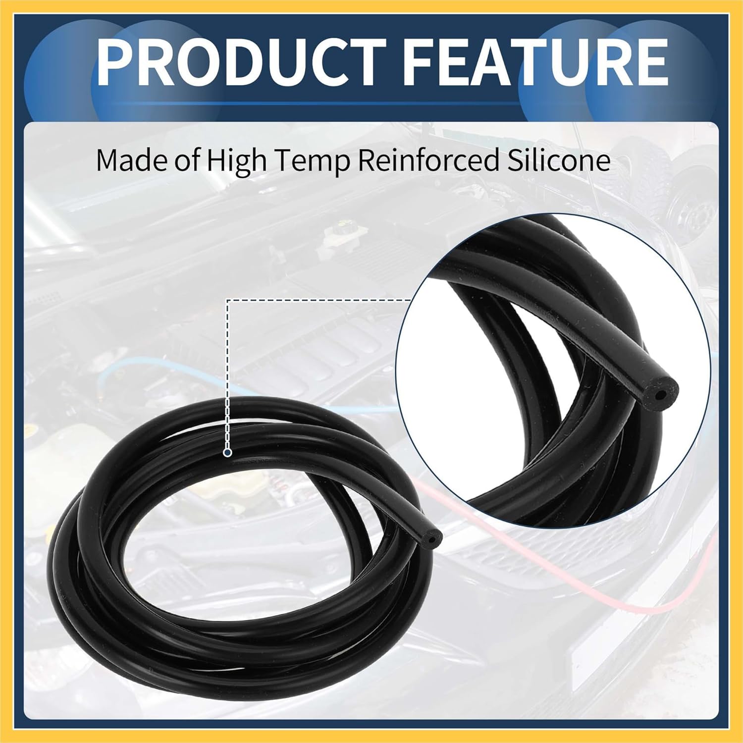 Silicone Vacuum Tubing Hose Engine 5.5FT 1/16" 2mm ID 2.5mm Thickness for Ford Automotive Vacuum Line Silicone Black High Temperature Auto Replacement Parts