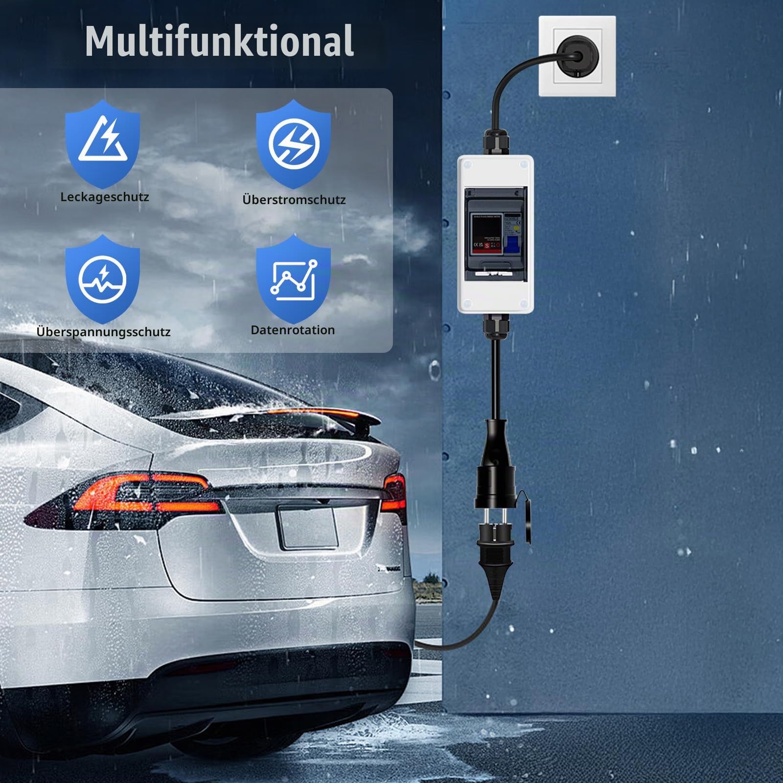 Mobiler Digitaler Stromzähler für Steckdose 80A 230V – IP65 Wasserdich Stromverbrauchsmesser, Tragbar Outdoor stromzähler mit Reset für Wohnmobile und Haushaltsanwendungen