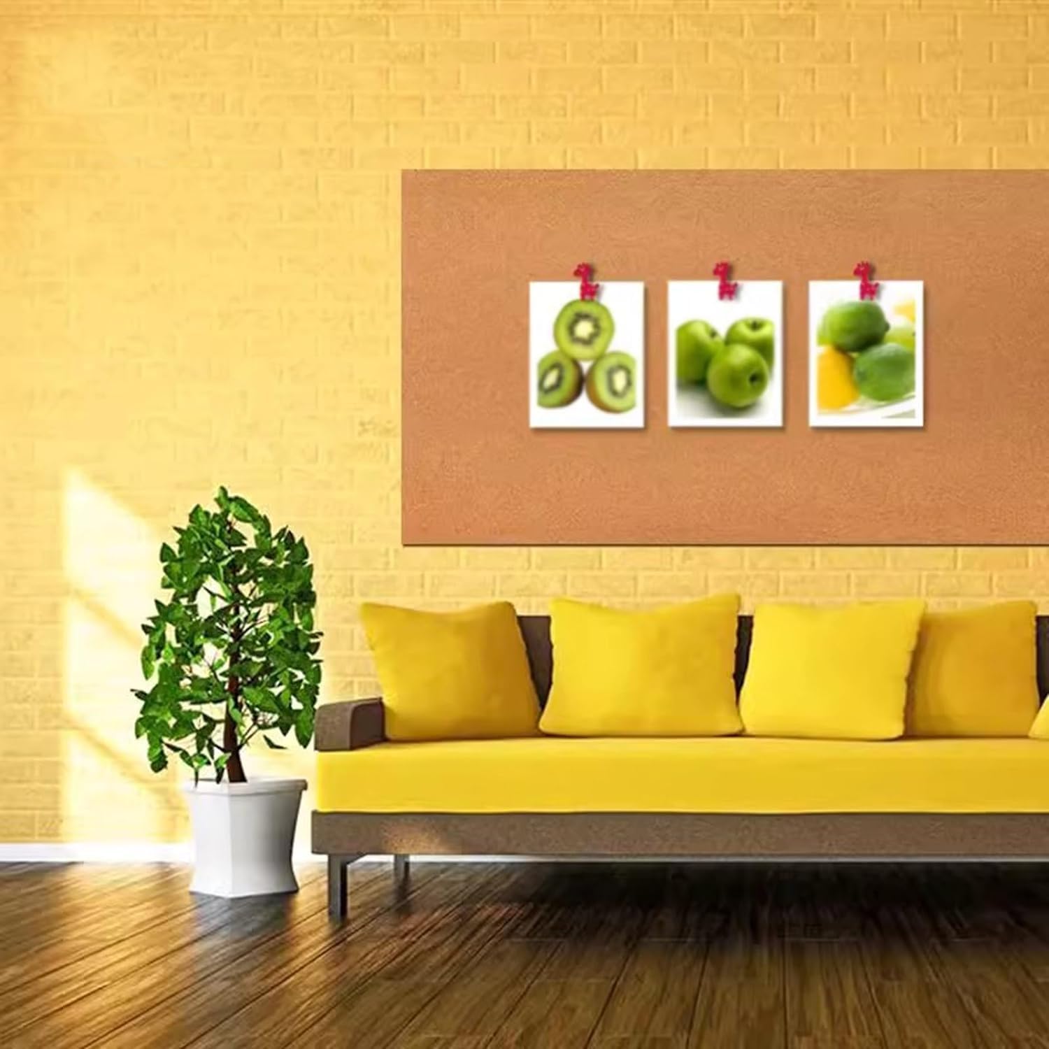 Tablero de Corcho Rollo de tablero de corcho autoadhesivo, pegatinas de hojas de anuncios de pared cortables, tableros de corcho marrones sin marco for decoración de oficina como Tablón de Anunc