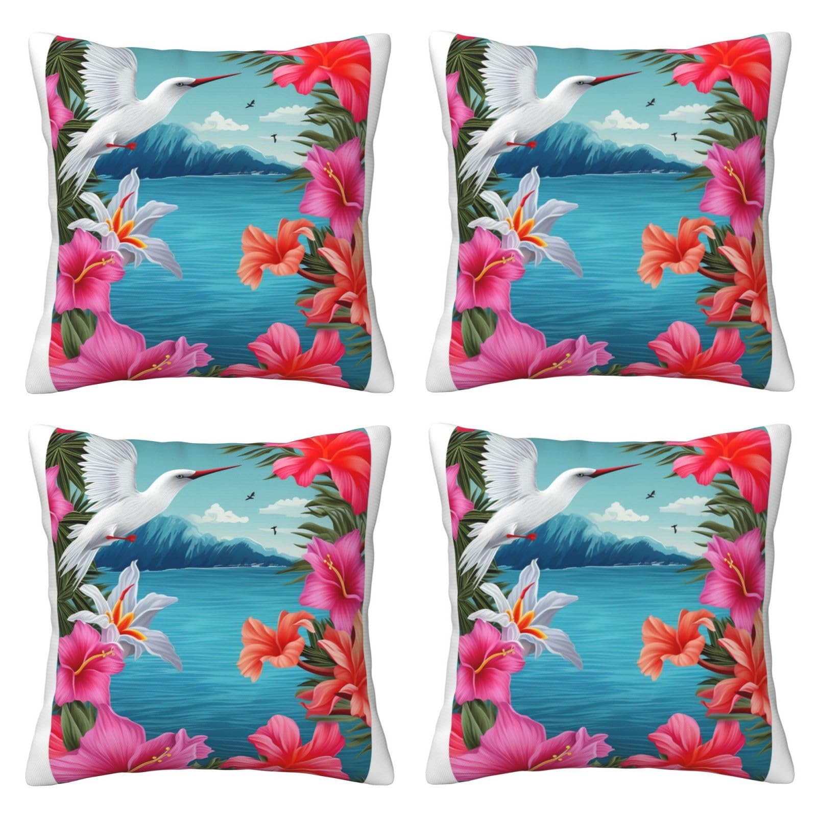 Housses de coussin fleurs hawaïennes 40x40 lot de 4 décoration lit et sofa