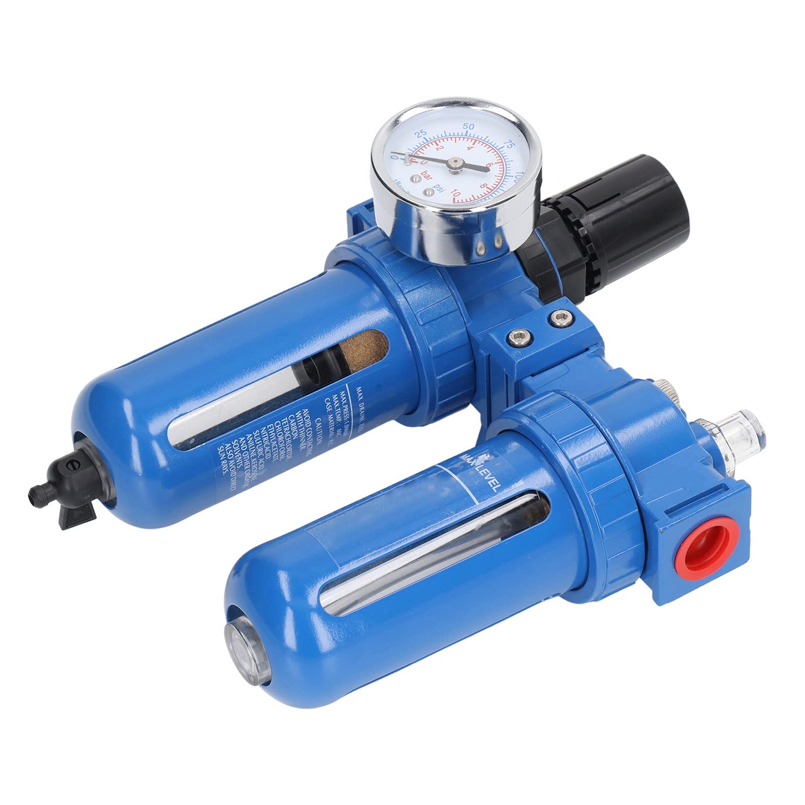 Naroote Regulador de Filtro de Aire Comprimido, Separador de Agua de Compresor de 2 Etapas de Alta Dureza, Limpio y Seco para Aplicaciones Industriales (1/2"NPT)