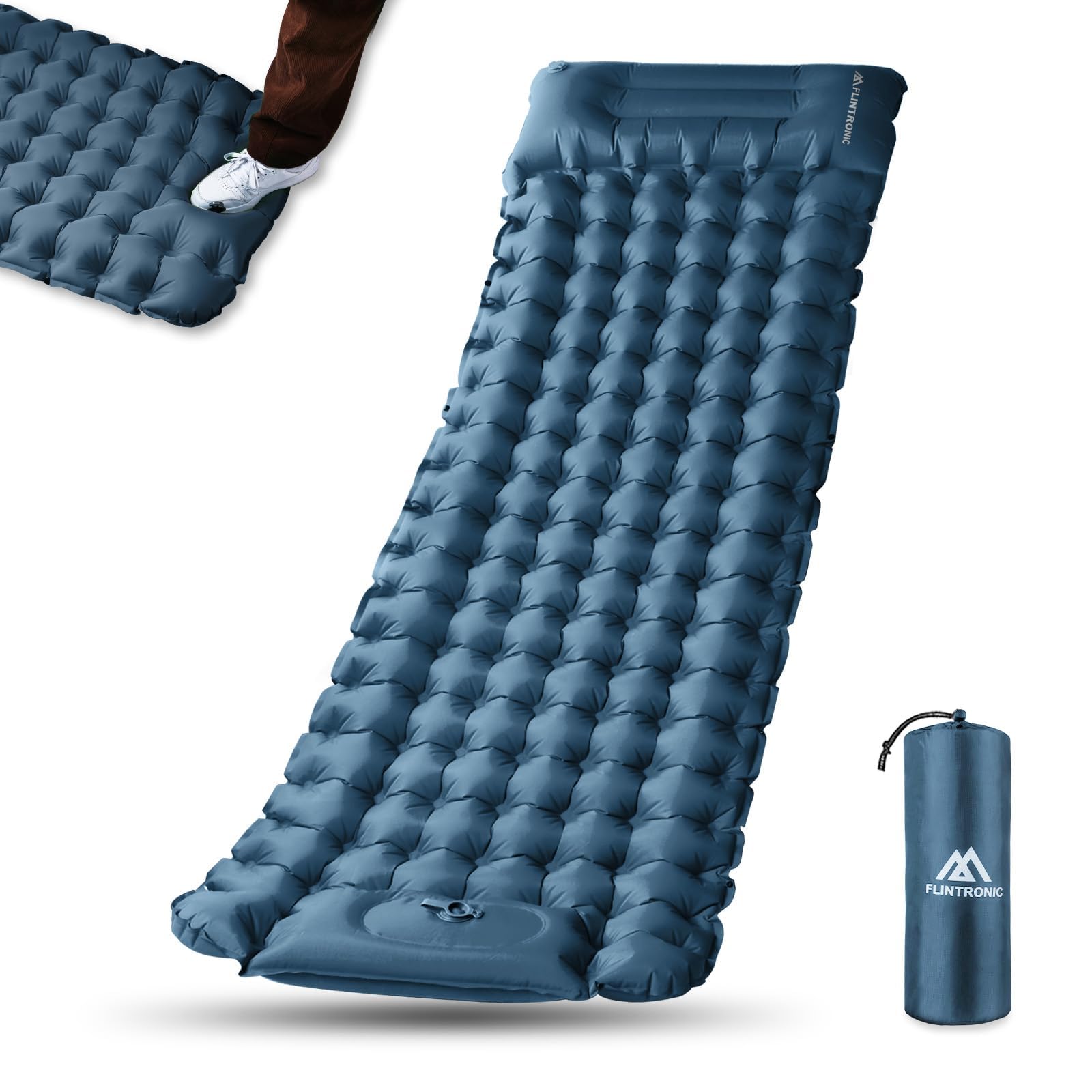 flintronic Nadmuchiwany materac outdoorowy (200 x 70 x 10 cm) – granatowy