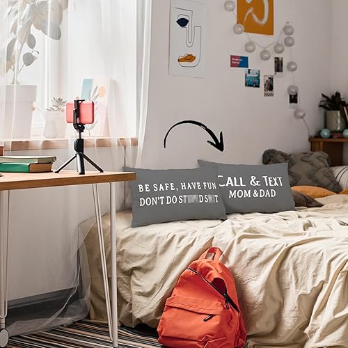 Miniatura 5 de Mingnei Have Fun Be Safe Don't DoThrow - Fundas de almohada para dormitorio universitario, divertido texto de llamada, mamá, papá, hogar, sofá, sala