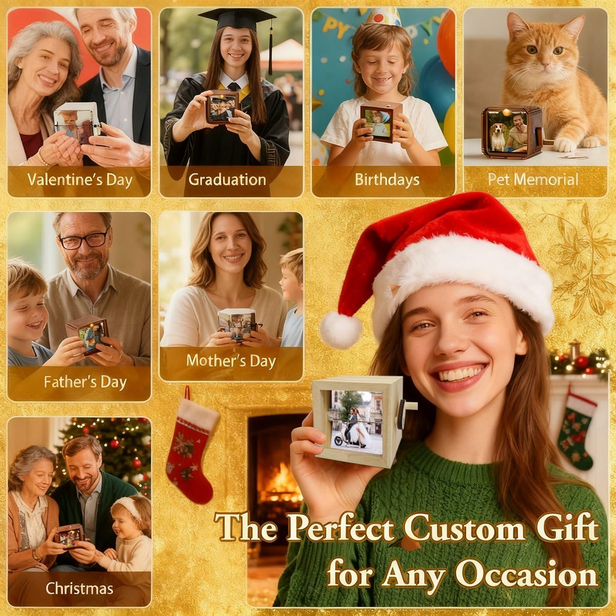 Caja mecánica personalizada para decoración del hogar, regalo de animación de fotos hecho a mano, caja de recuerdo romántica de aniversario hecha a mano
