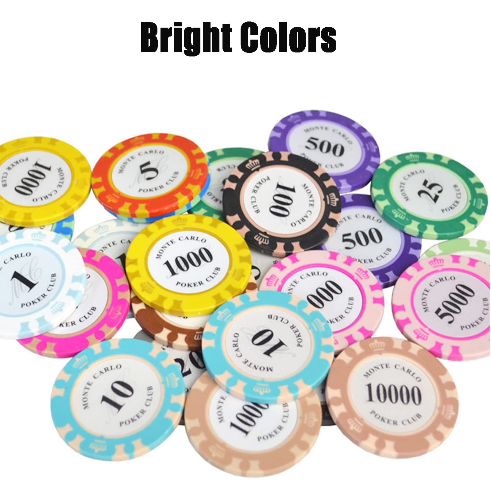 50PCS Fiches Poker Professionali,Fiches da Poker Fiches da Gioco Fiches da Bingo Fiches da Poker con Valore Nominale Poker Chips Festa Chip del Casinò della Roulette Poker Fiches da Poker