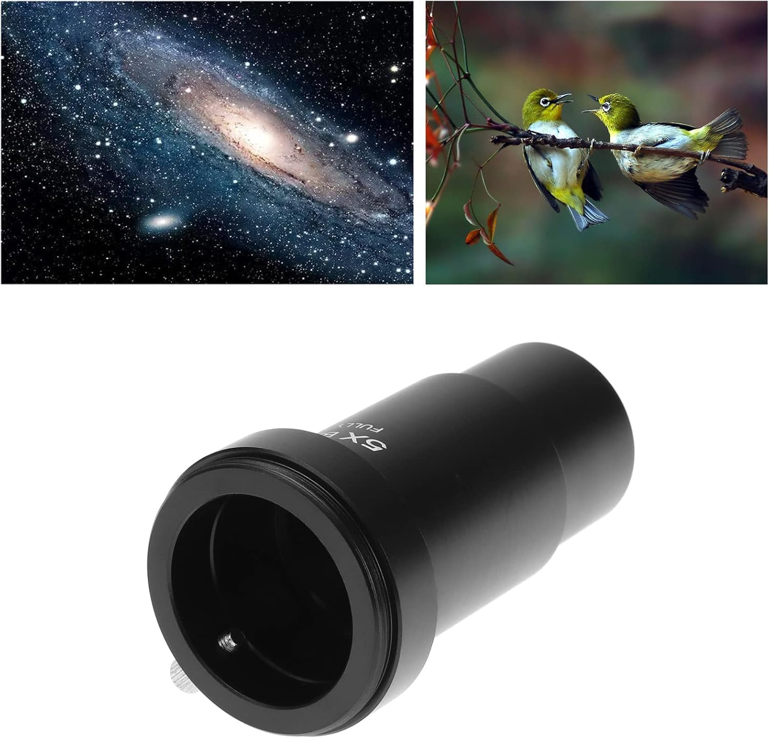 POFET Adaptador de lente Barlow de metal totalmente ennegrecido de 1,25 pulgadas y cámara T para telescopios oculares – Acepta filtros de 1,25 pulgadas, recubierto (5 lentes Barlow)