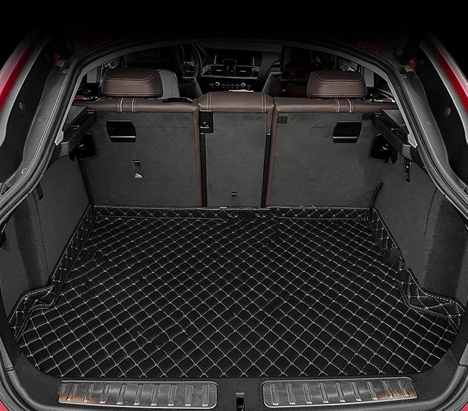 Compatible with Hyundai for Custo 2021 Car Trunk Mat Liner Carpet Interior Accessories Trunk Mat Boot Liner Mat Floor Protector Guard Tray Car Trunk Mat Boot Liner(Red)