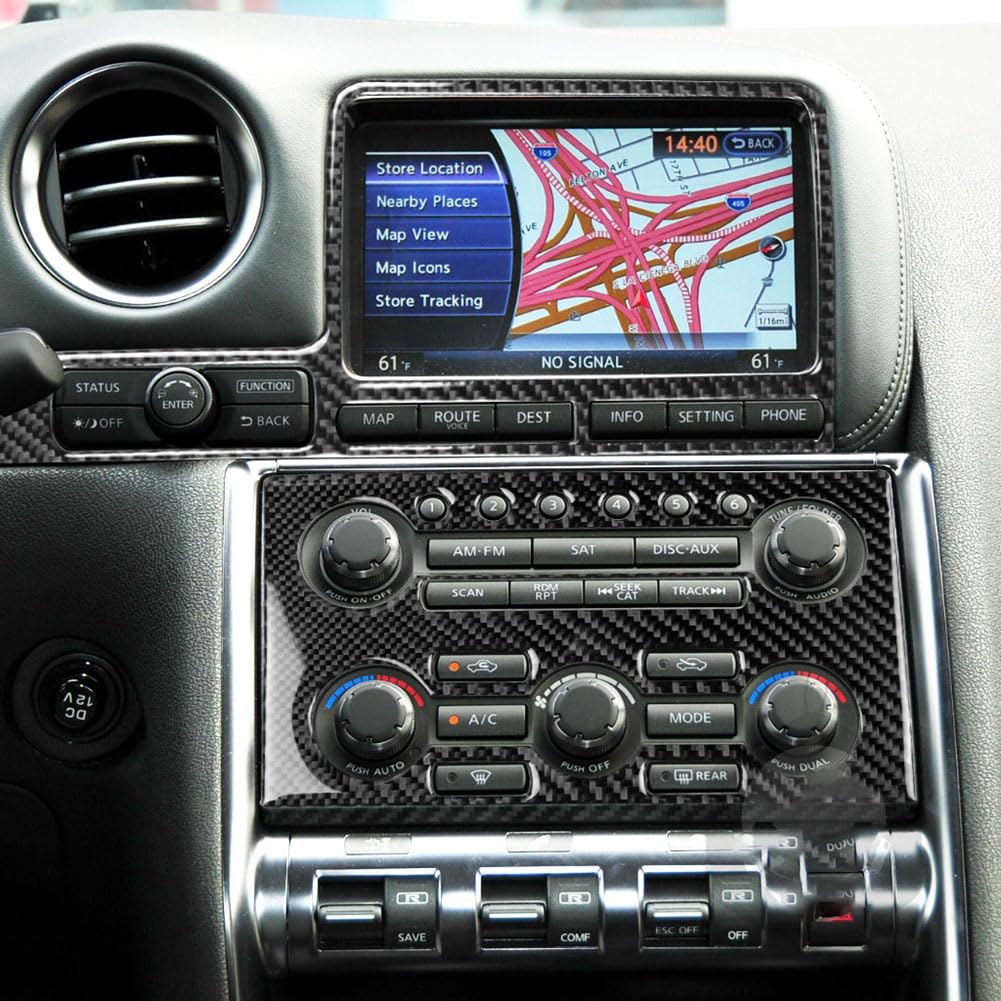 Fits for Nissan GTR R35 2008-2016 Navigation Control Adjustment Knob Frame Stickers Cover Trim Car Intereior Accessories (Diagonal Black)