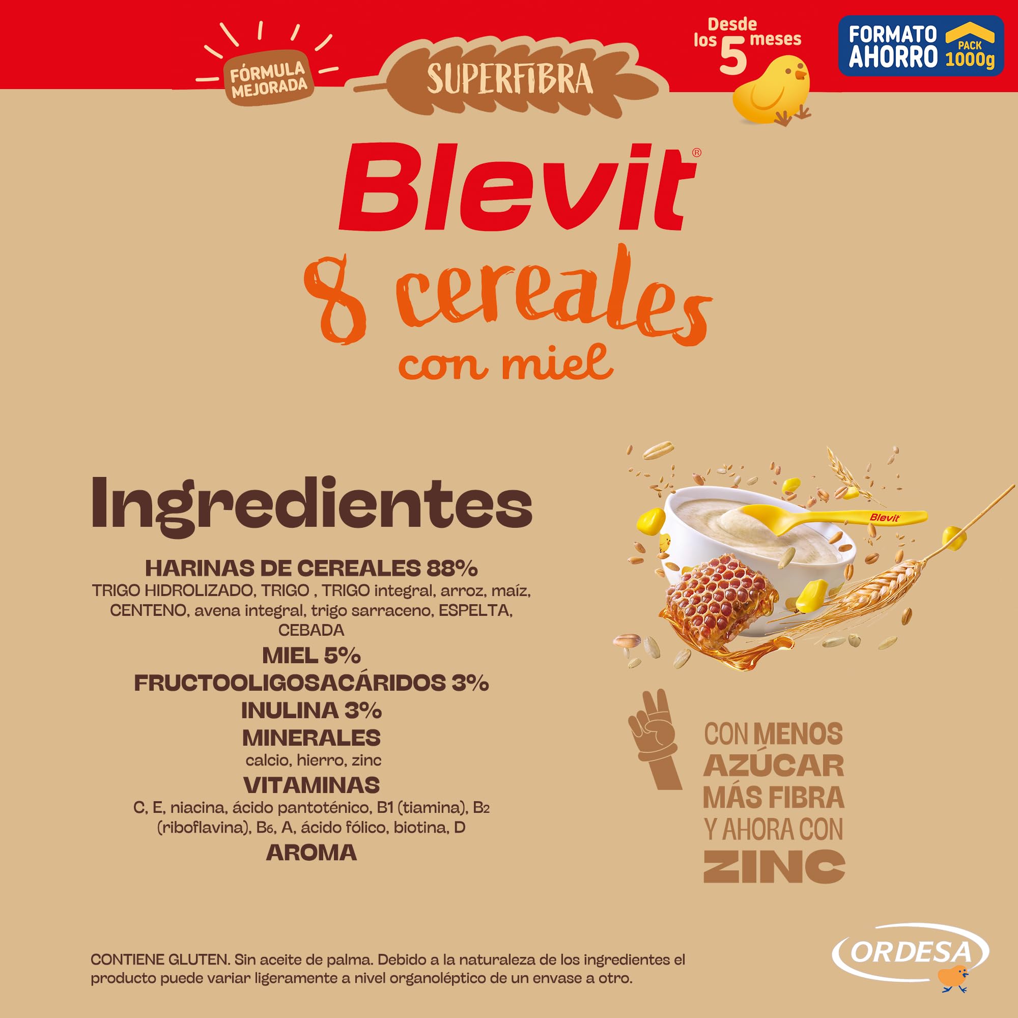 Blevit Superfibra 8 Cereales con Miel 1kg Papilla para Bebé desde 5 Meses