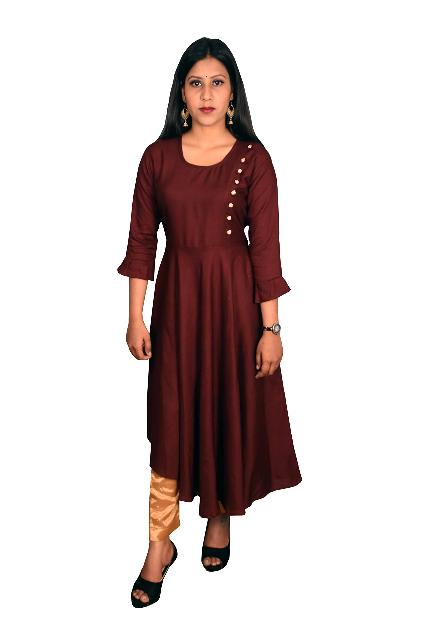 New Women's wear Maroon Solid Drees