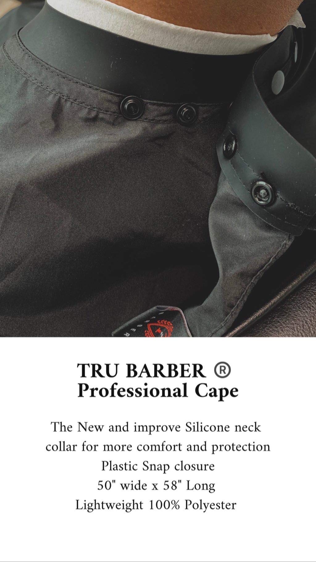 TRU BARBER Mantella da Parrucchiere XXL, con Collo in Silicone, 100% Poliestere, Leggera e Impermeabile, Mantello Professionale da Salone con Chiusura a Scatto per il Taglio dei Capelli.