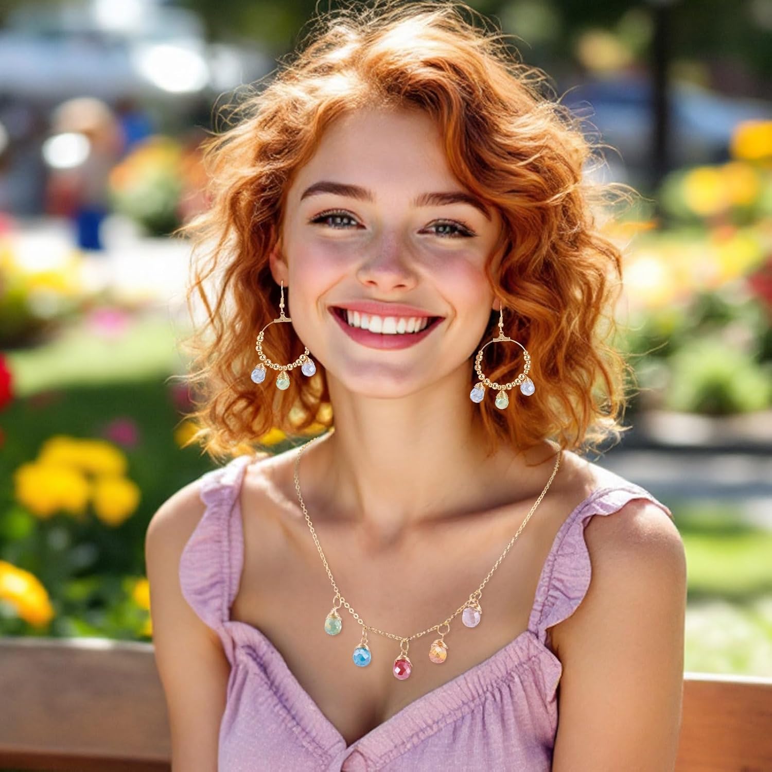 Glass Water Drop Charms Colorful Teardrop Glass Charms with Copper Wire Crystal Teardrop Dangle Pendants for DIY Earring Necklace Jewelry Making - Image 6