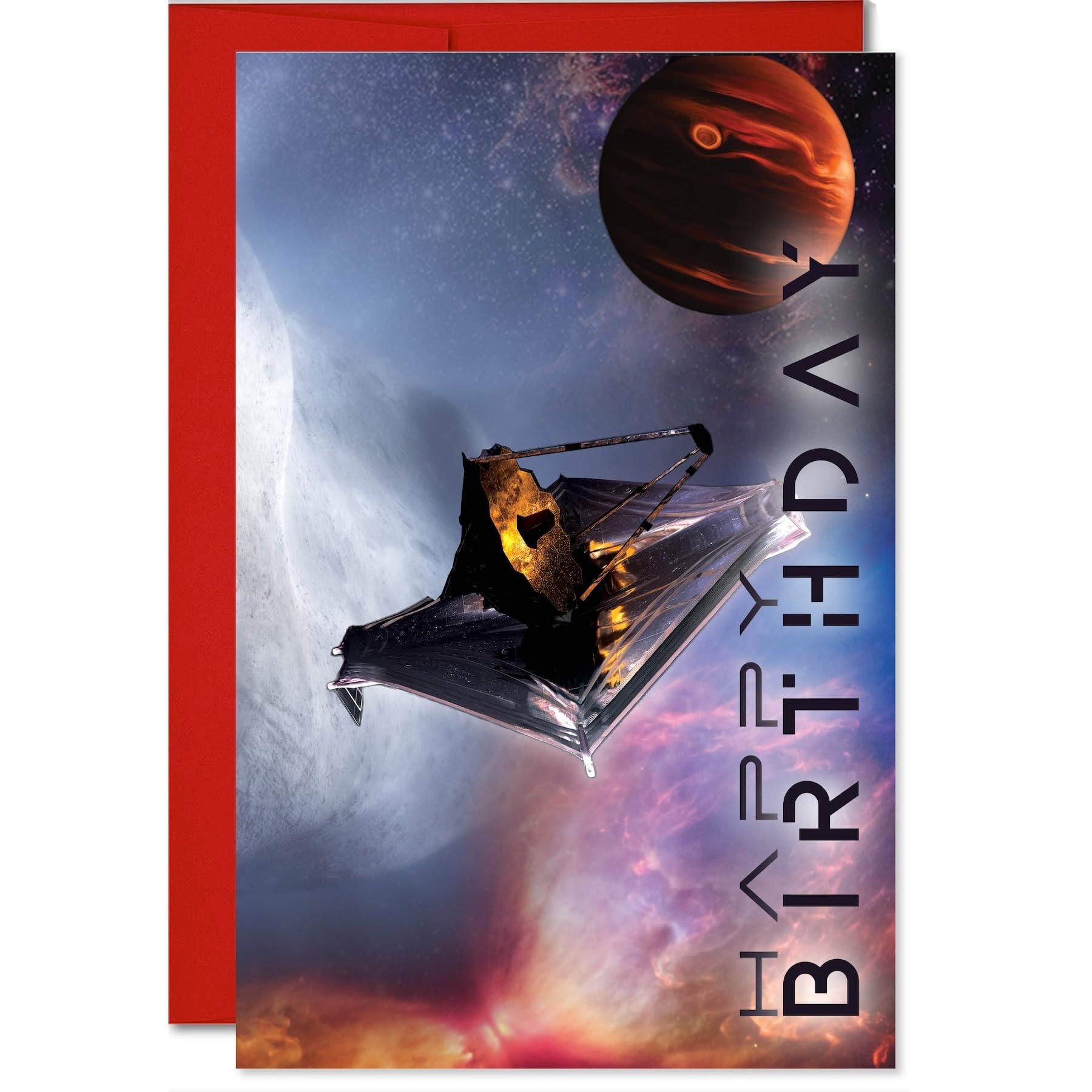 MegaCalendars Happy Birthday Card with Self-Adhesive Envelope for Every JWST Webb Telescope Lover, Outer Space Theme, son, dad, nephew, daughter, mom,