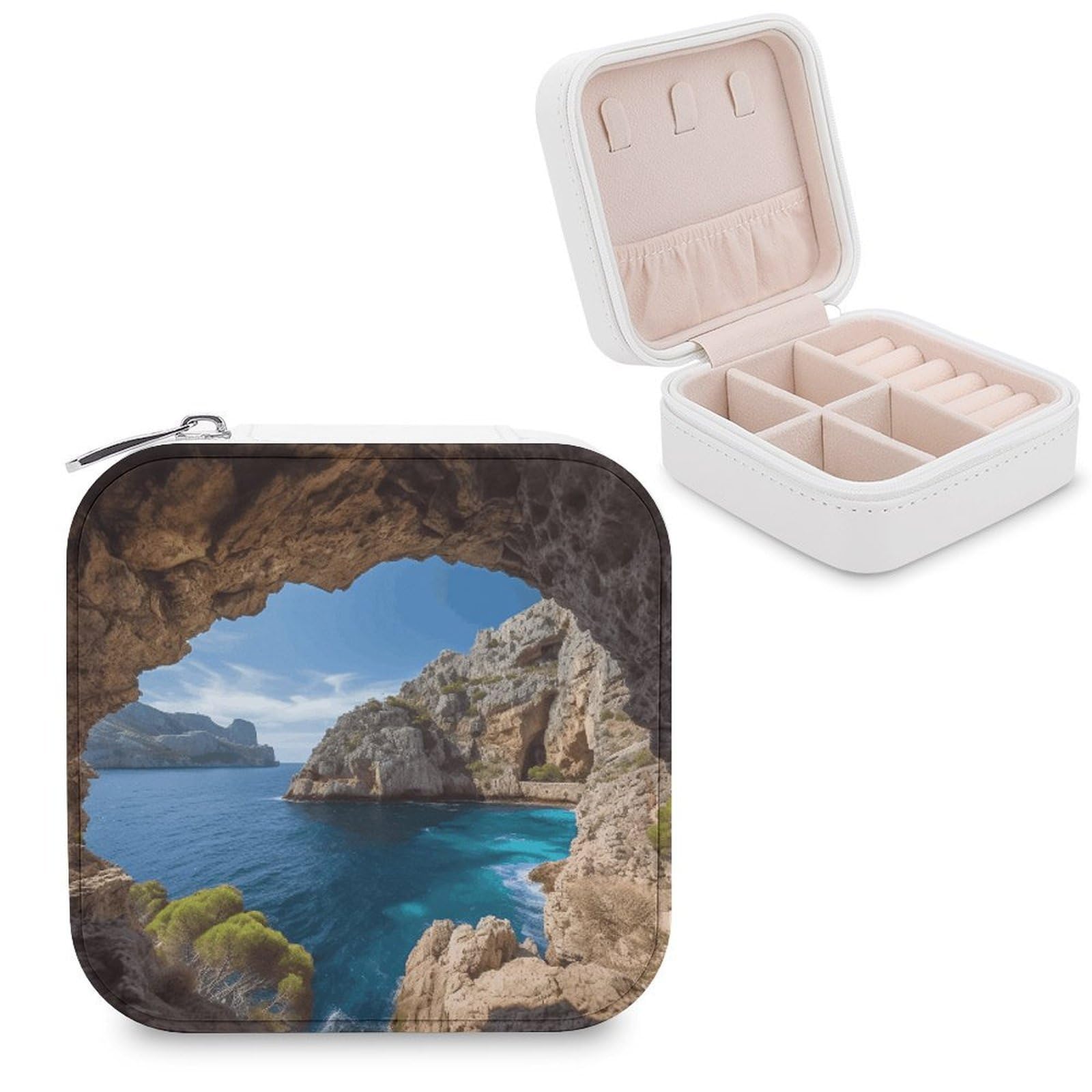 VstaDank Arch in Mallorca Spain Jewelry Box for Women Custom Travel Jewelry Case Personalized Travel Jewelry Boxes Small Portable Jewelry Organizer Box for Rings Necklaces Bracelets Earring