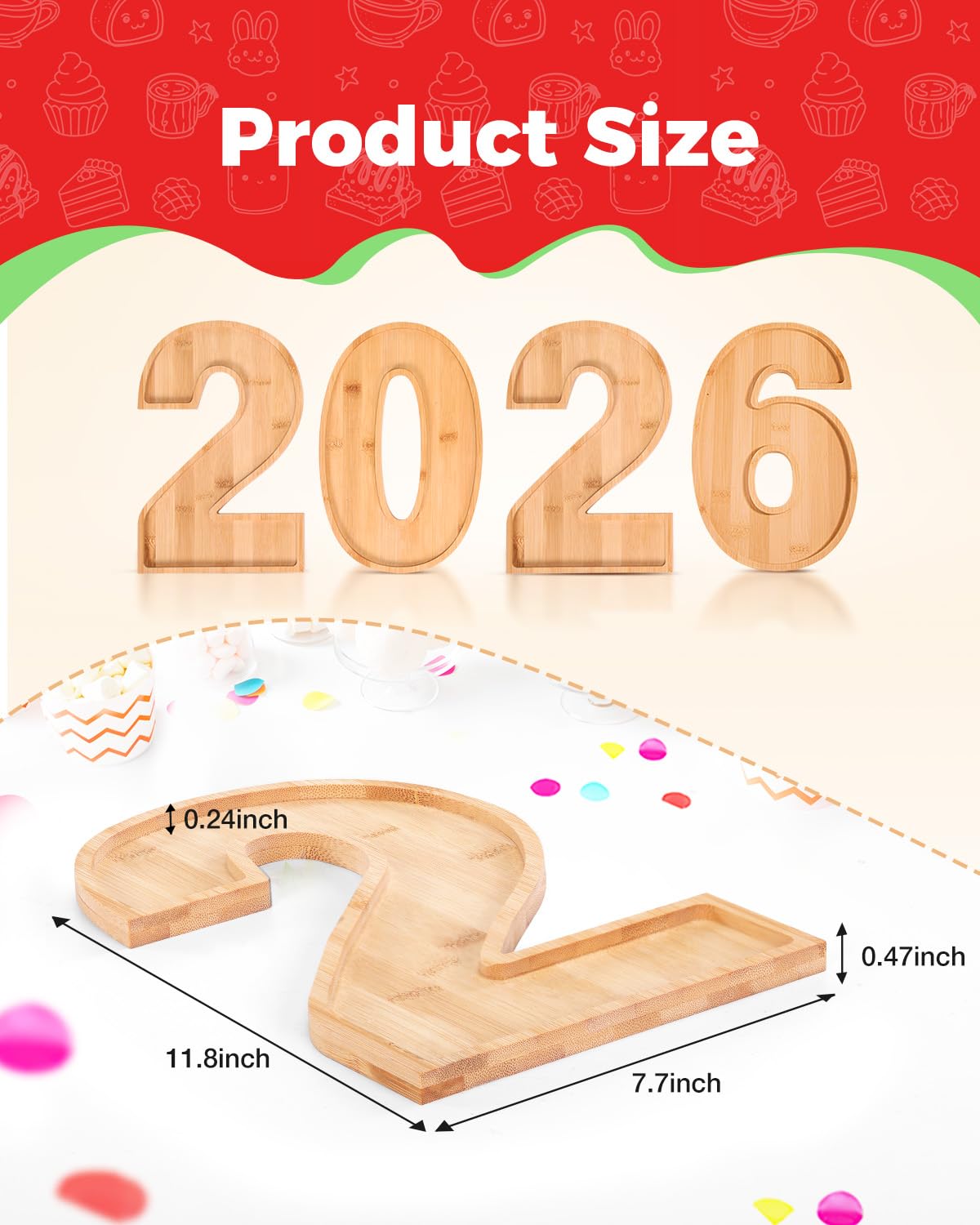 Condition photo showing As Is for 2026 charcuterie numbers fillable- graduation centerpieces for bables, wooden 2026 food tray, 12" number charcuterie board box, platter for graduation party decorations