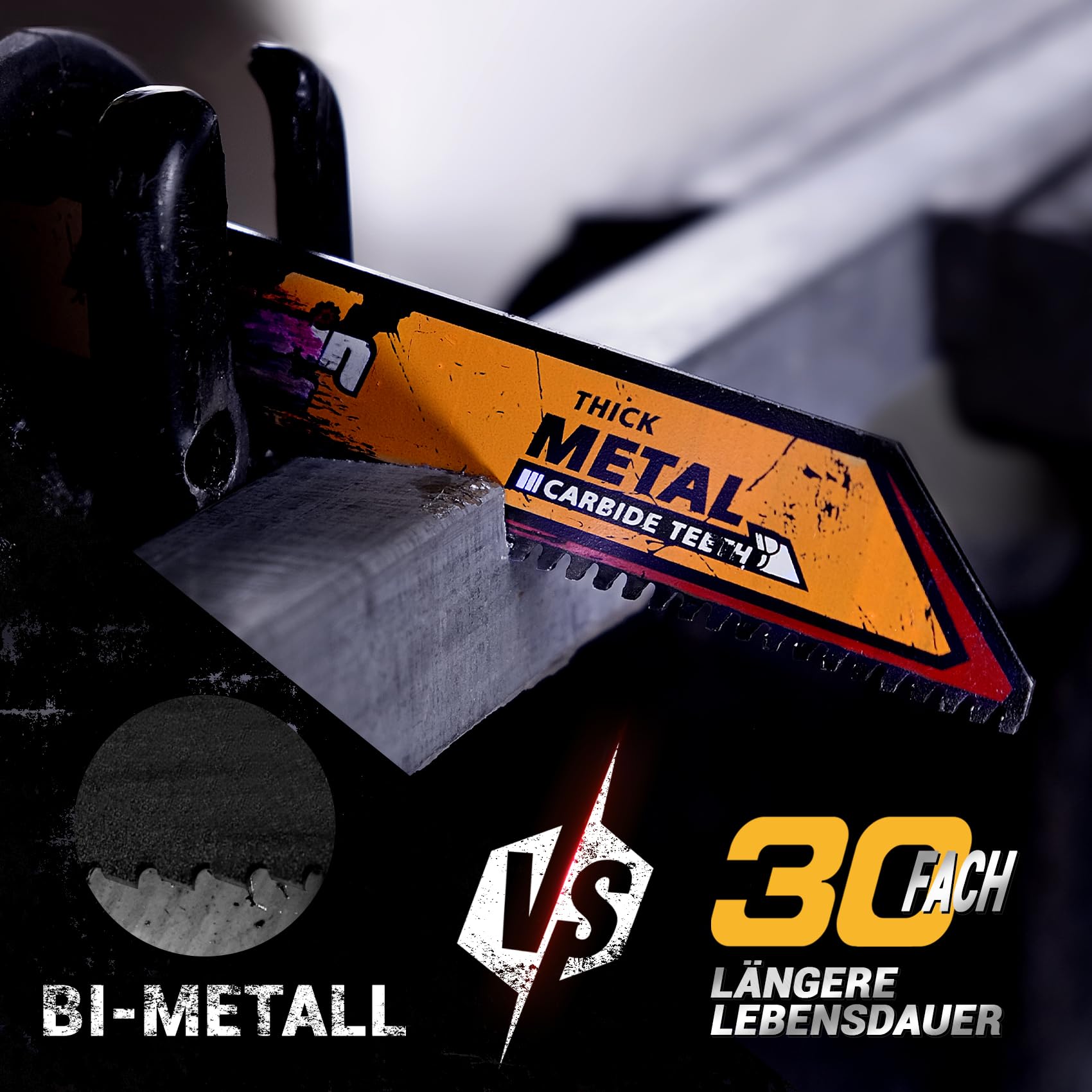 Lames pour scies sabre 150mm 8TPI Carbure Métal épais 3PCS | Lames carbure Haute Perf. Vie 30x > bimétal. Coupe fonte, inox, acier épais, fer à béton. Emmanch. 1/2" univ. Compatible.