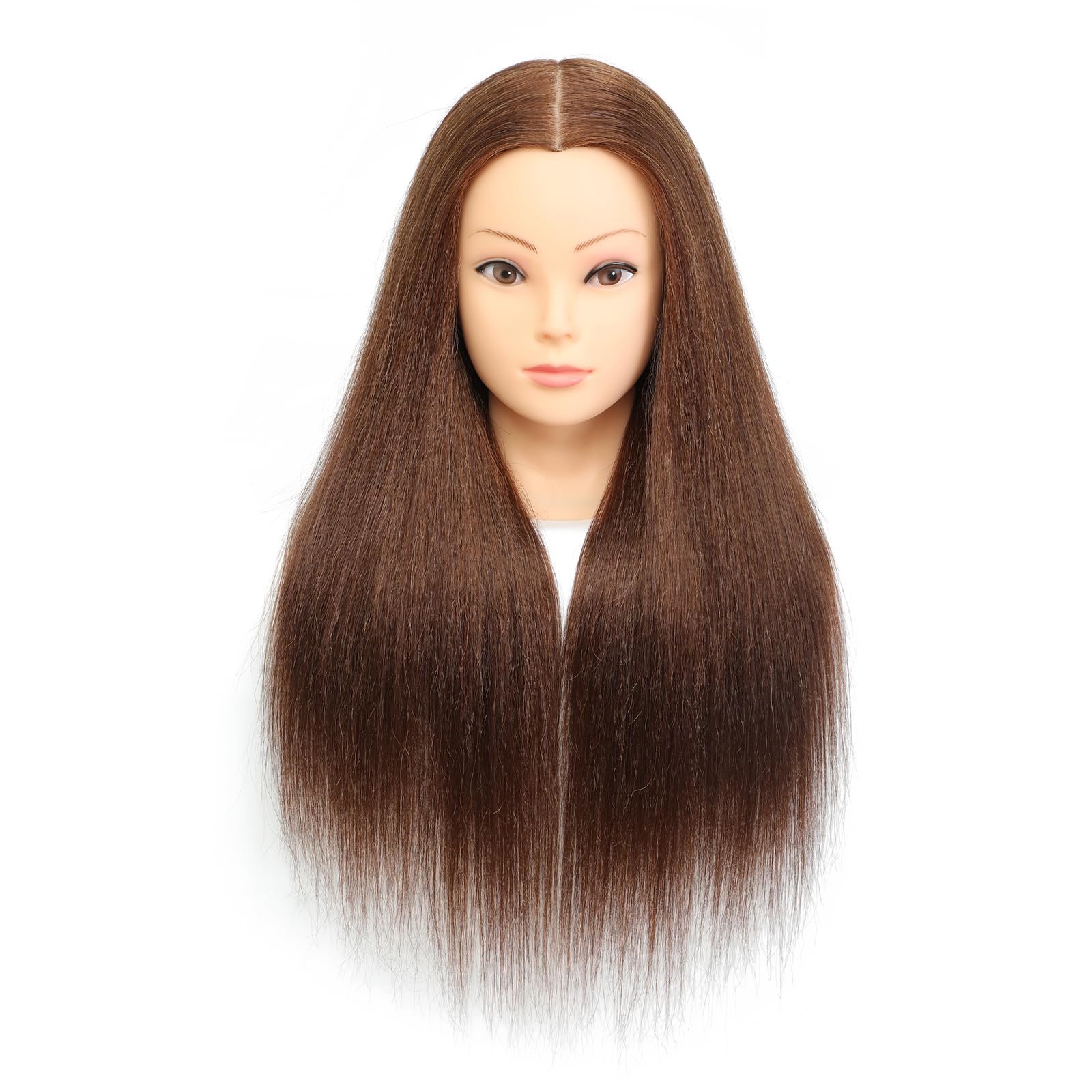 Głowa manekina 50-56 cm z 85% ludzkimi włosami, kosmetologia, trening, głowa do ćwiczeń, stylizacja, farbowanie, cięcie głowy z bezpłatnym uchwytem zaciskowym na stół