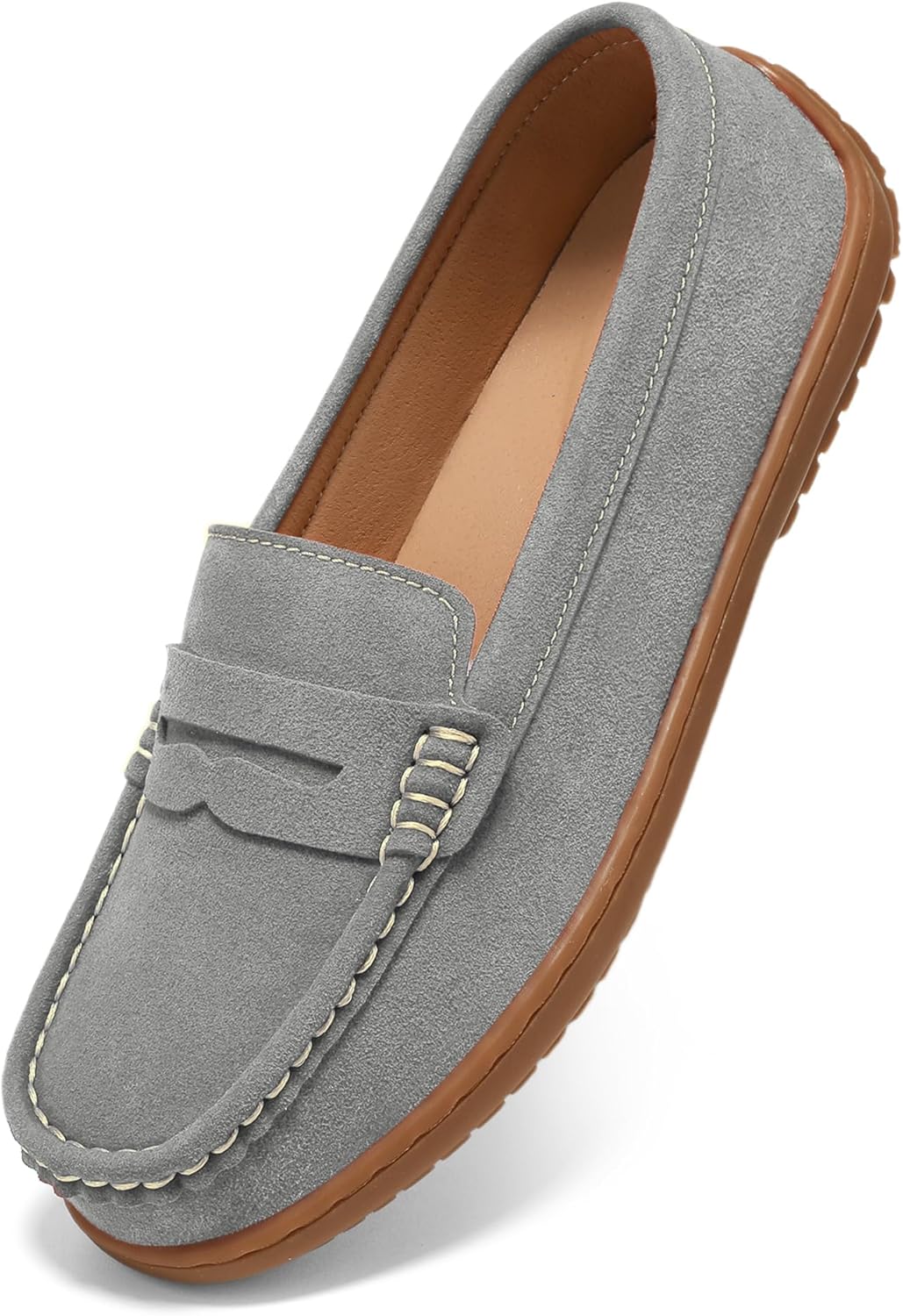 BEAUSEEN Women's Penny Loafers Slip-On - Lightweight Breathable Suede Driving Moccasins,Cute Business Casual Dress Shoes for Work & Travel