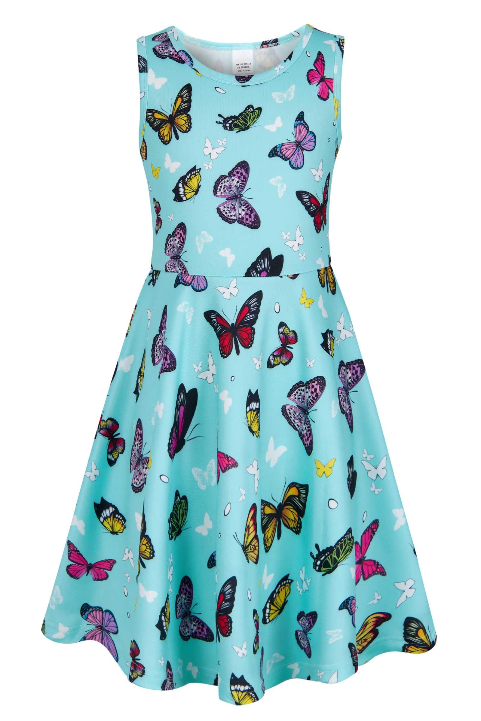 Idgreatim Vestido para Niñas Disfraz Niños A-Line Sin Mangas Vestido de Verano Vestido Colorido 4-15 Años