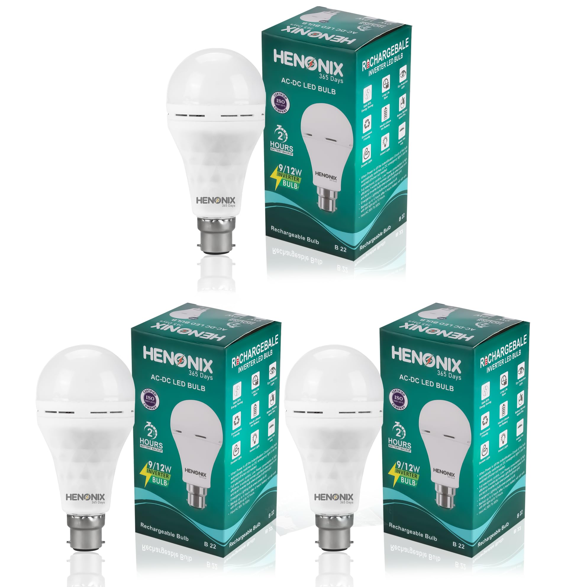 HENONIX 365 DAYS 12W Fast Charging Inverter Bulb | Rechargeable Emergency B22 LED Bulb | Color - Cool Day White | Pack Of 3 (B0DFTTT6XN) Amazon Price History, Amazon Price Tracker