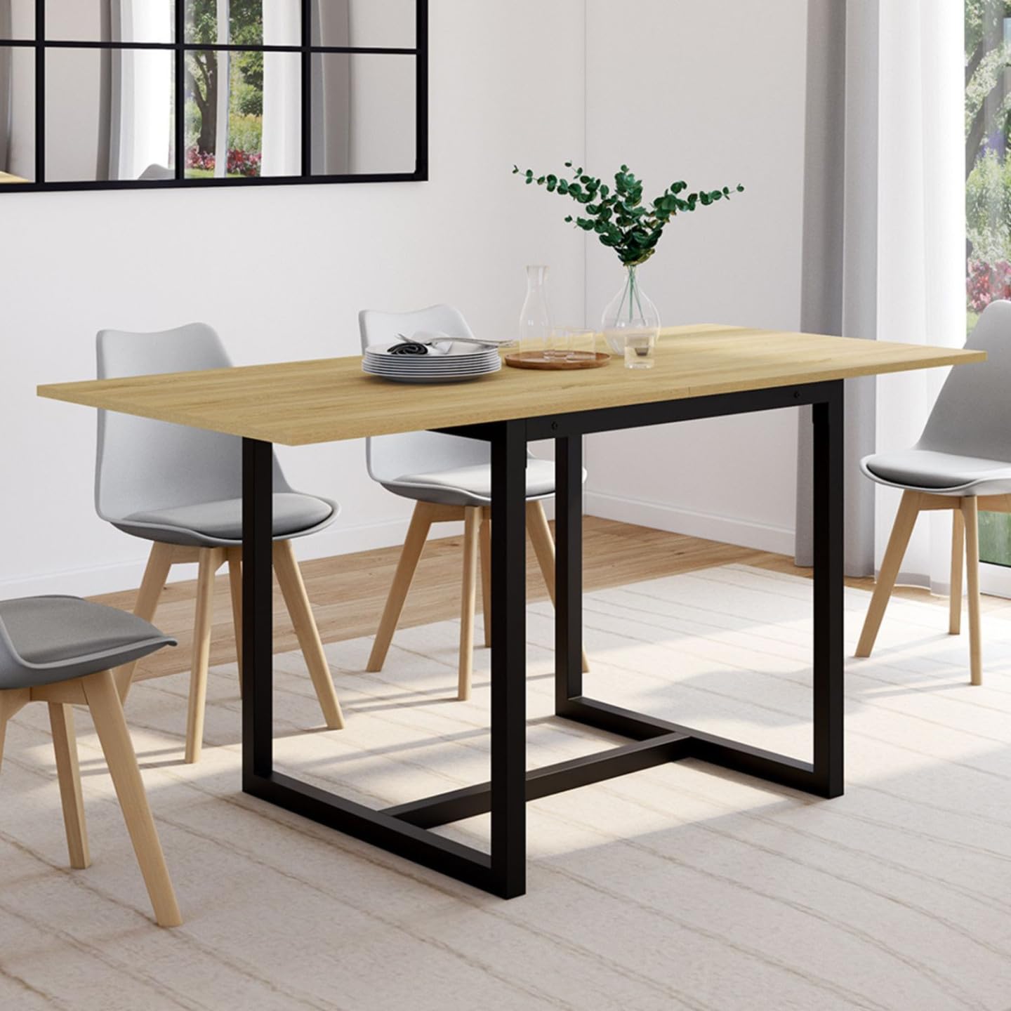 IDMarket - Table à Manger Extensible Rectangle Detroit 80-160 cm