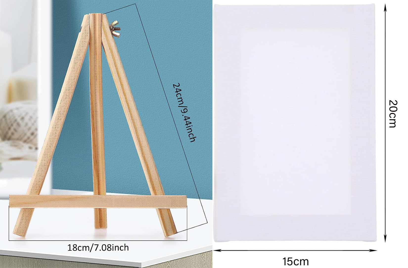 Set 4 Cavalletti Legno Per Mini Tele 15x20cm - Supporti Tavolo Per Dipinti E Decorazioni - Foto 3