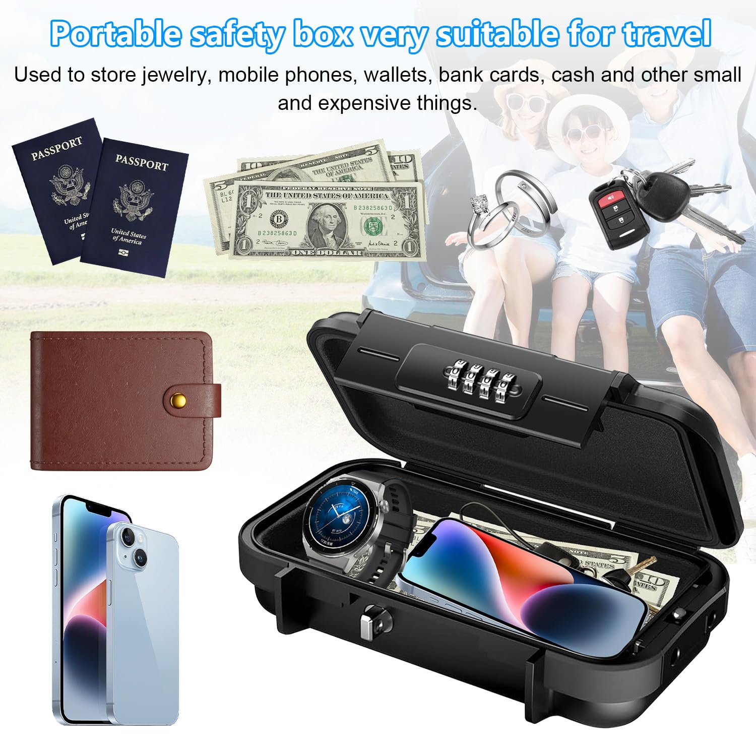 Portable Cash Box, Four-Digit Code Lock, Water & Rust Proof, 235